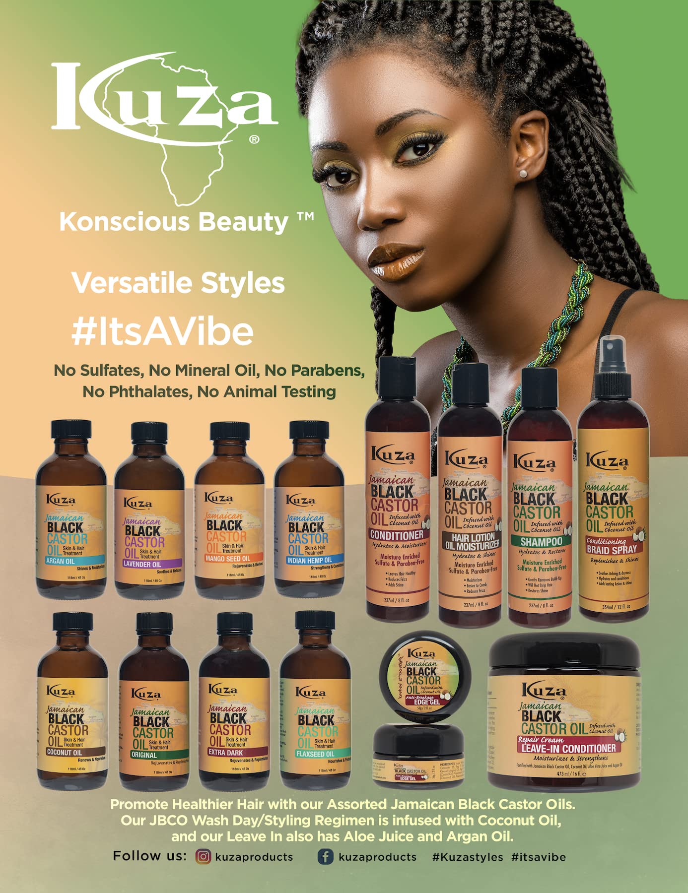 Kuza Jamaican Black Castor Oil Anti Breakage Edge Gel Infused With Coconut Oil - Thumbnail 2