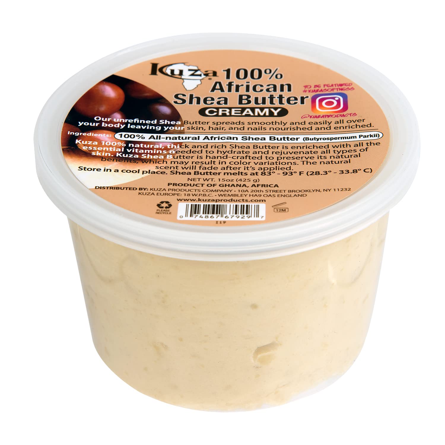 Kuza 100% Pure African Shea Butter With Borututu White Creamy . Moisturizer for - Thumbnail 2