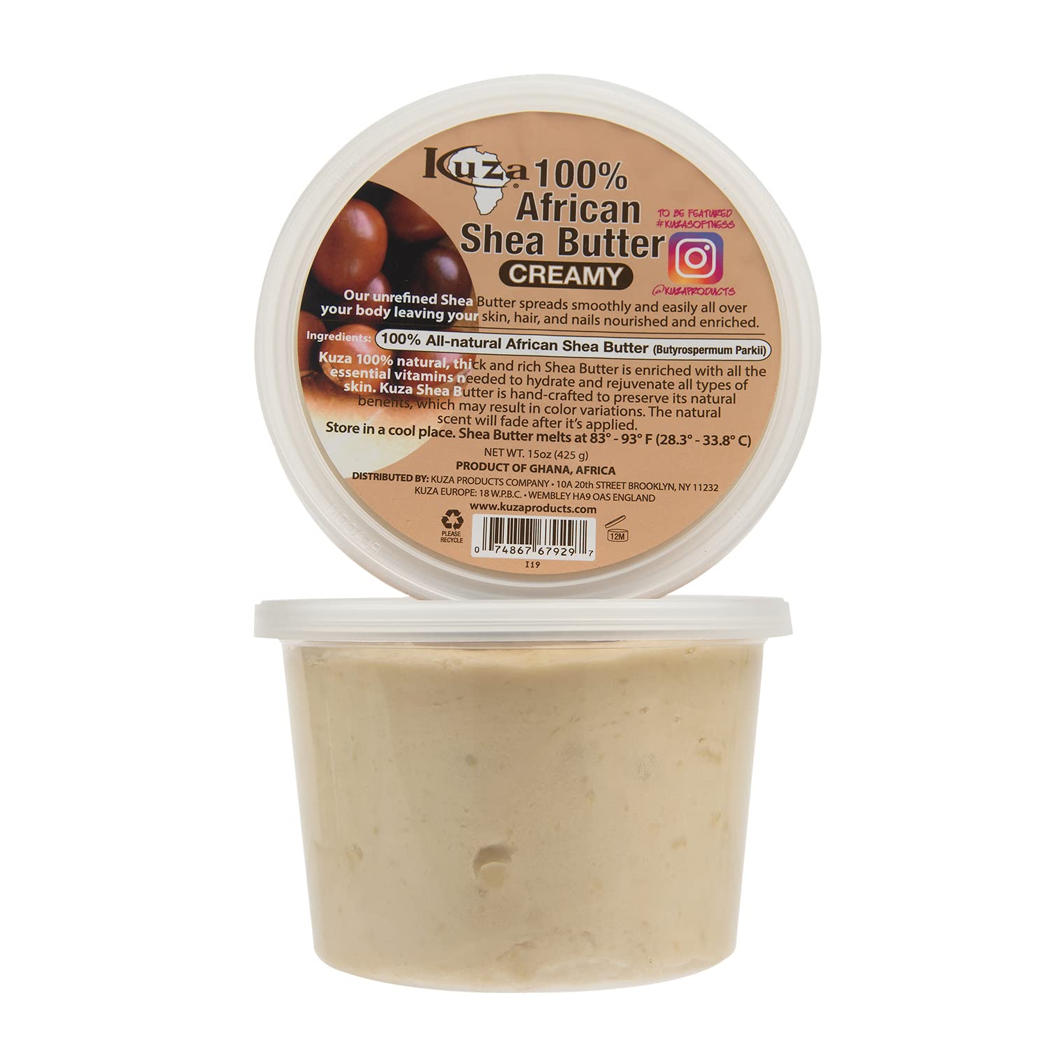 Kuza 100% Pure African Shea Butter With Borututu White Creamy . Moisturizer for - Thumbnail 3