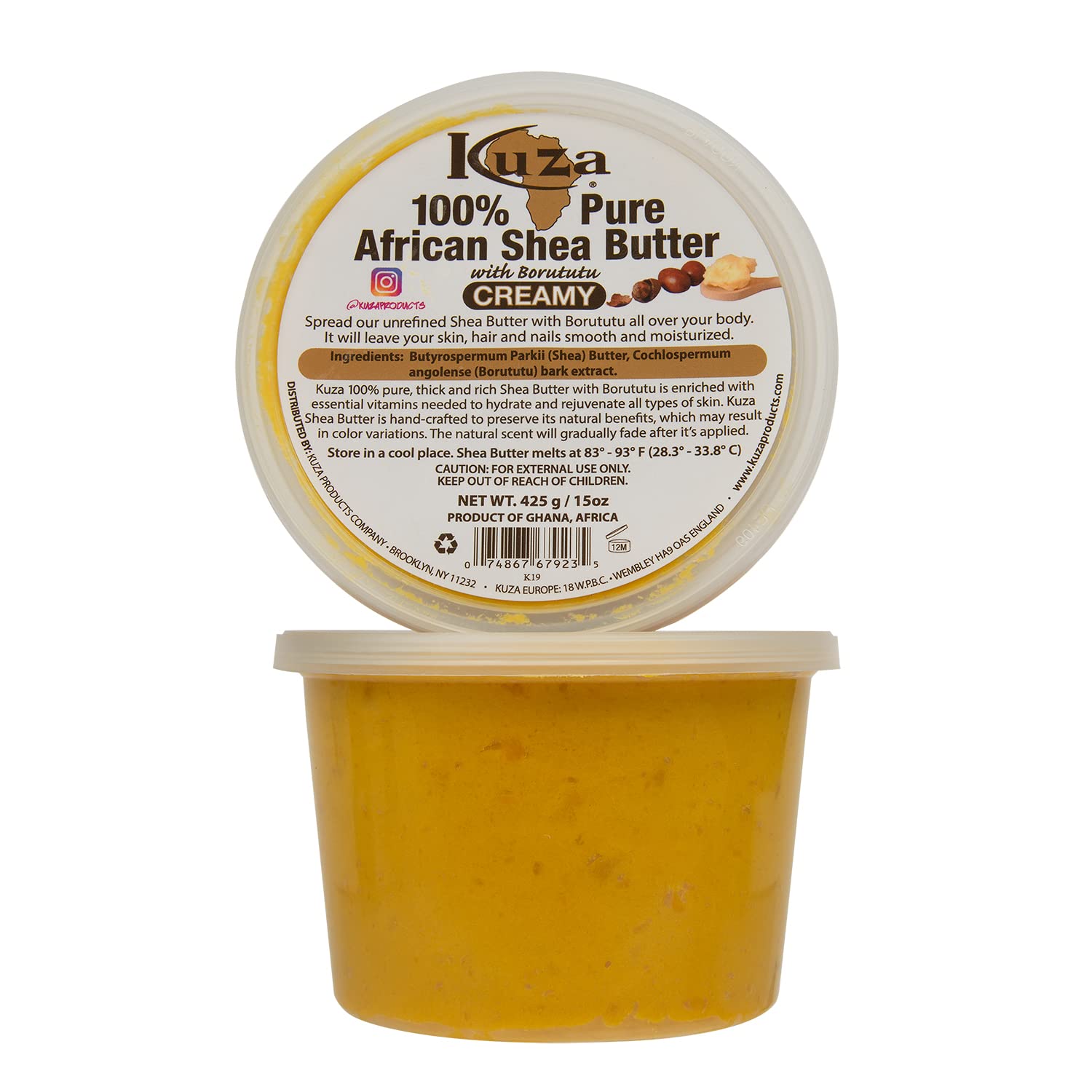 Kuza 100% African Shea Butter With Borututu Creamy Yellow for Skin Hair and - Thumbnail 3