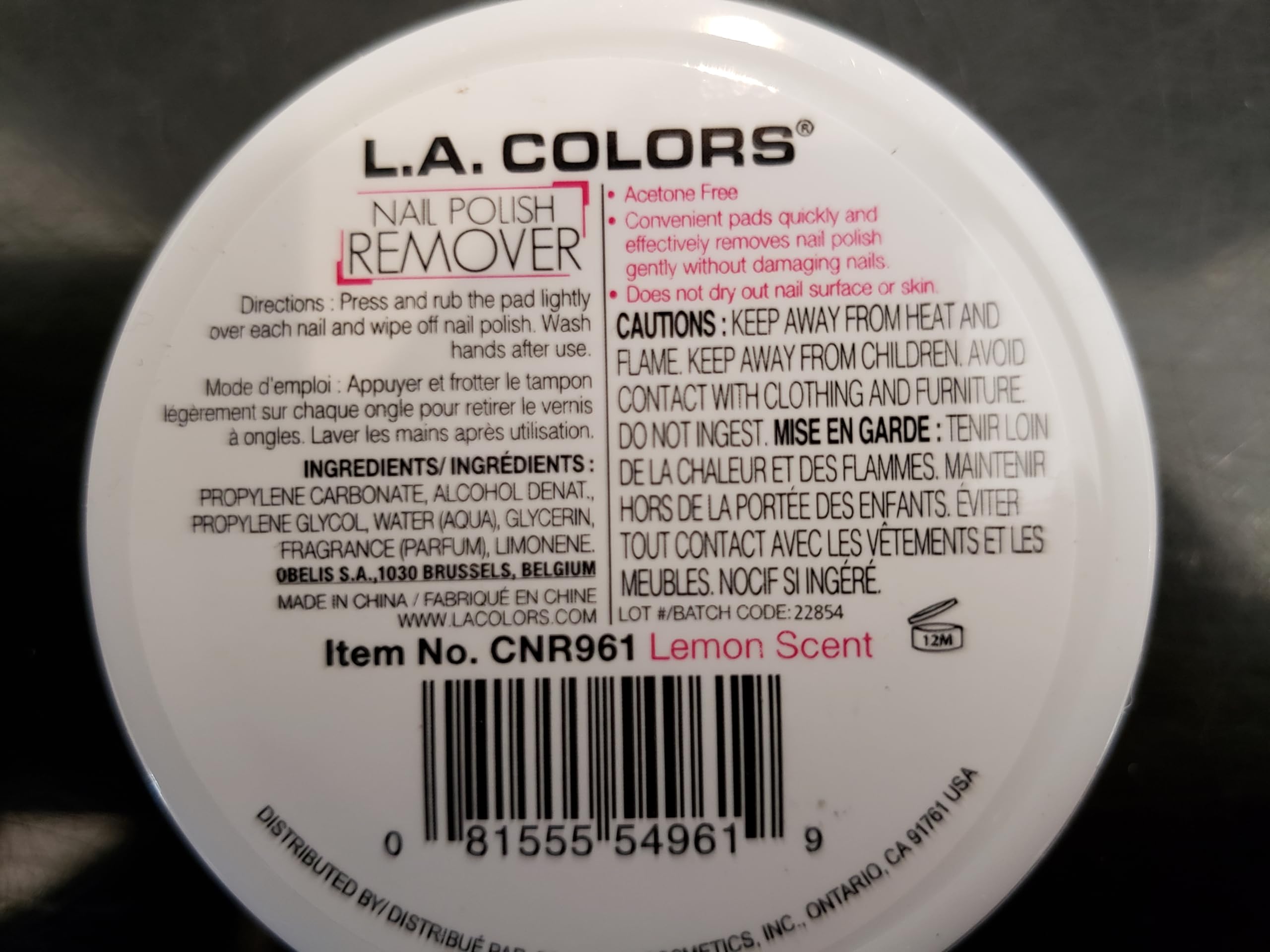 (72-pack) L.A. COLORS Nail Polish Remover, Lemon Scent CNR961