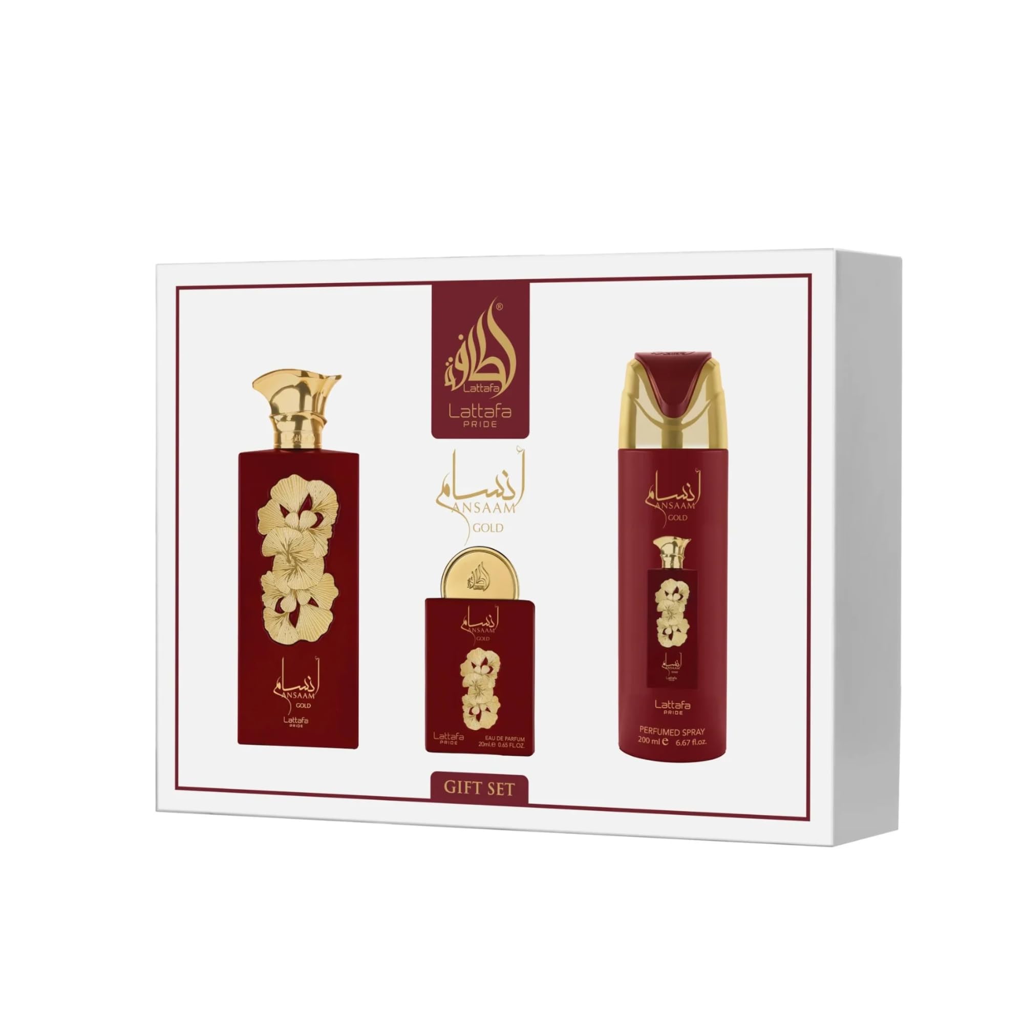 [Set] Lattafa Pride Ansaam Gold 3 Pc Perfumed Body For Men EDP 3.4 oz