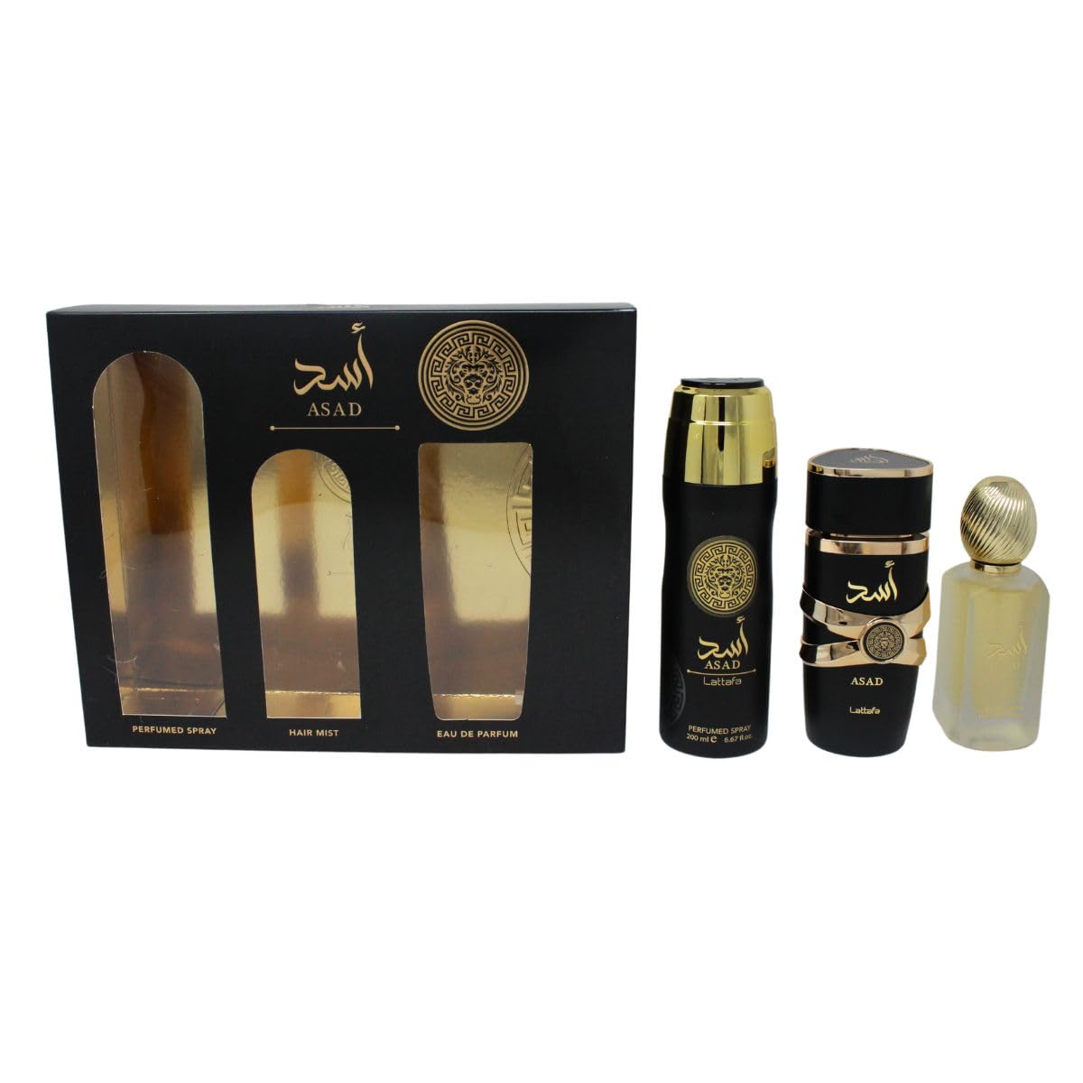 [Set] Lattafa Asad 3.4 M + 1.7 Hair Mist+ 6.7 Body United Arab Emir. 24pcs Bybox EDP