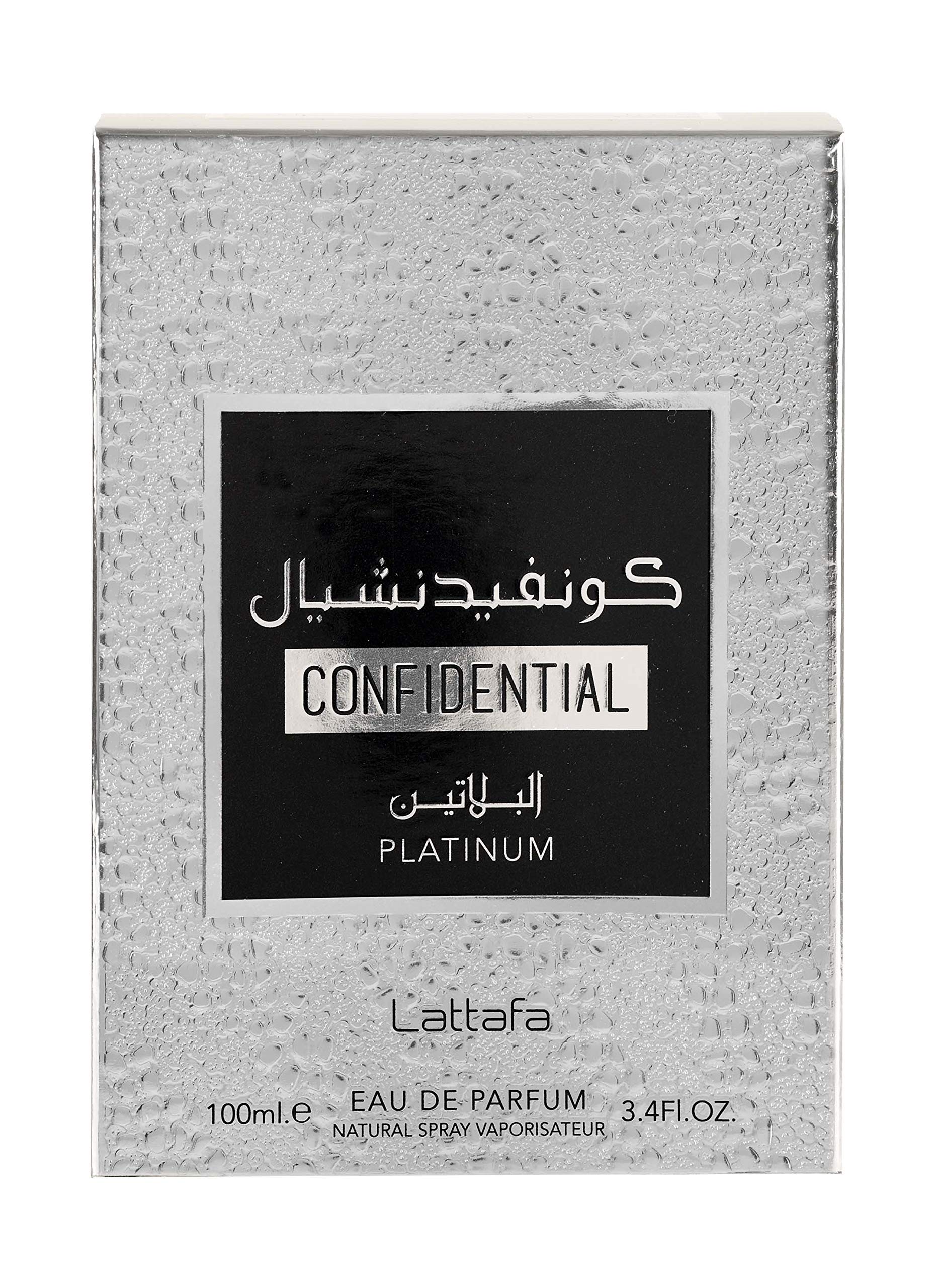 Lattafa Unisex Confidential Platinum Fragrances 6291107459714 Unisex EDP 3.4 oz - Thumbnail 2