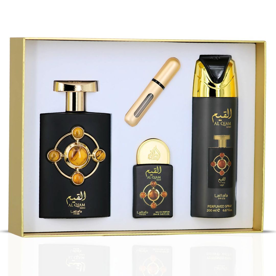[Set] Lattafa Pride Al Qiam Gold 3 Pc Perfumed Body For Men EDP 3.4 oz - Thumbnail 2