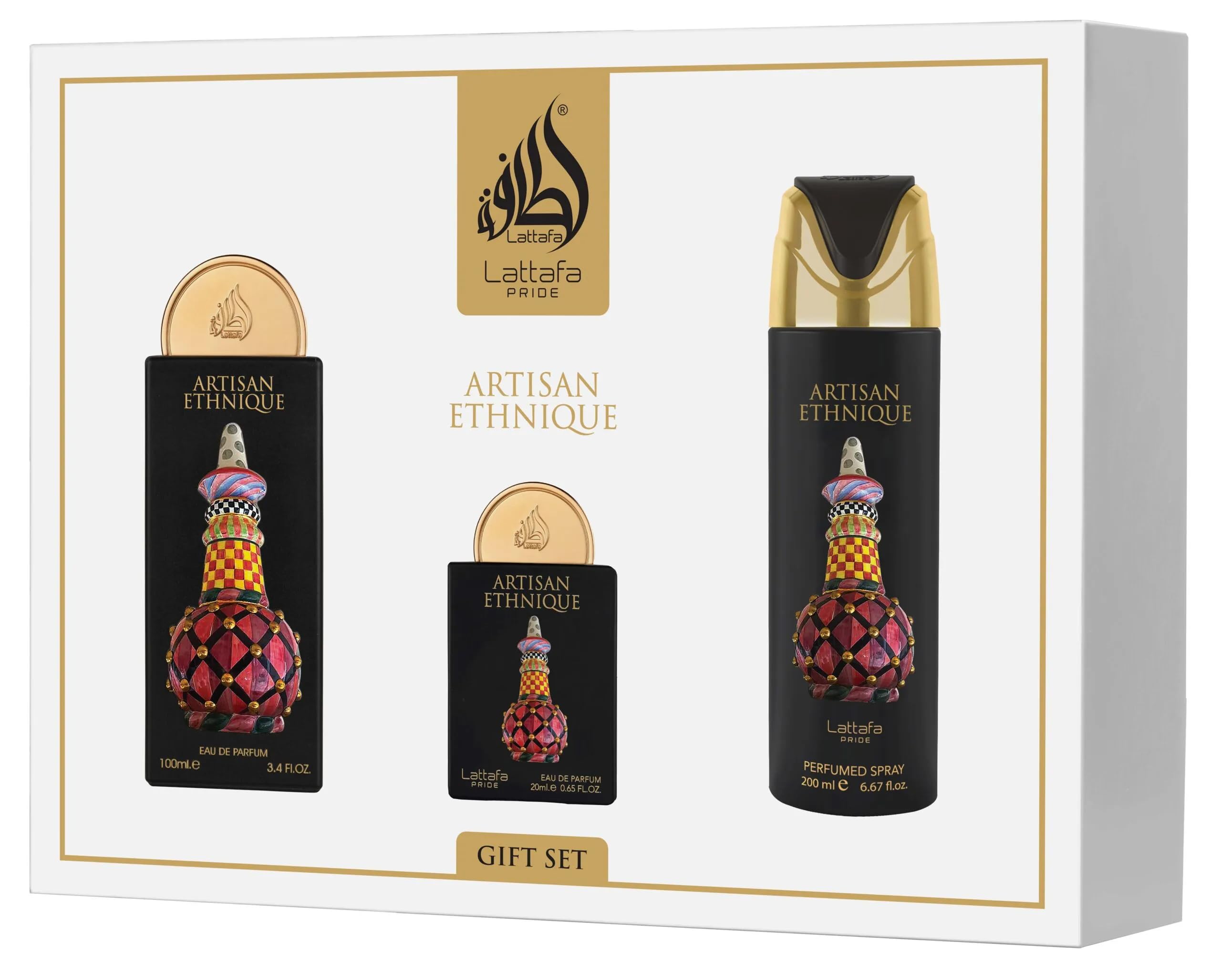 [Set] Lattafa Pride Artisan Ethnique Spicy Gourmand Sweet Ambery 3 Piece for Unisex