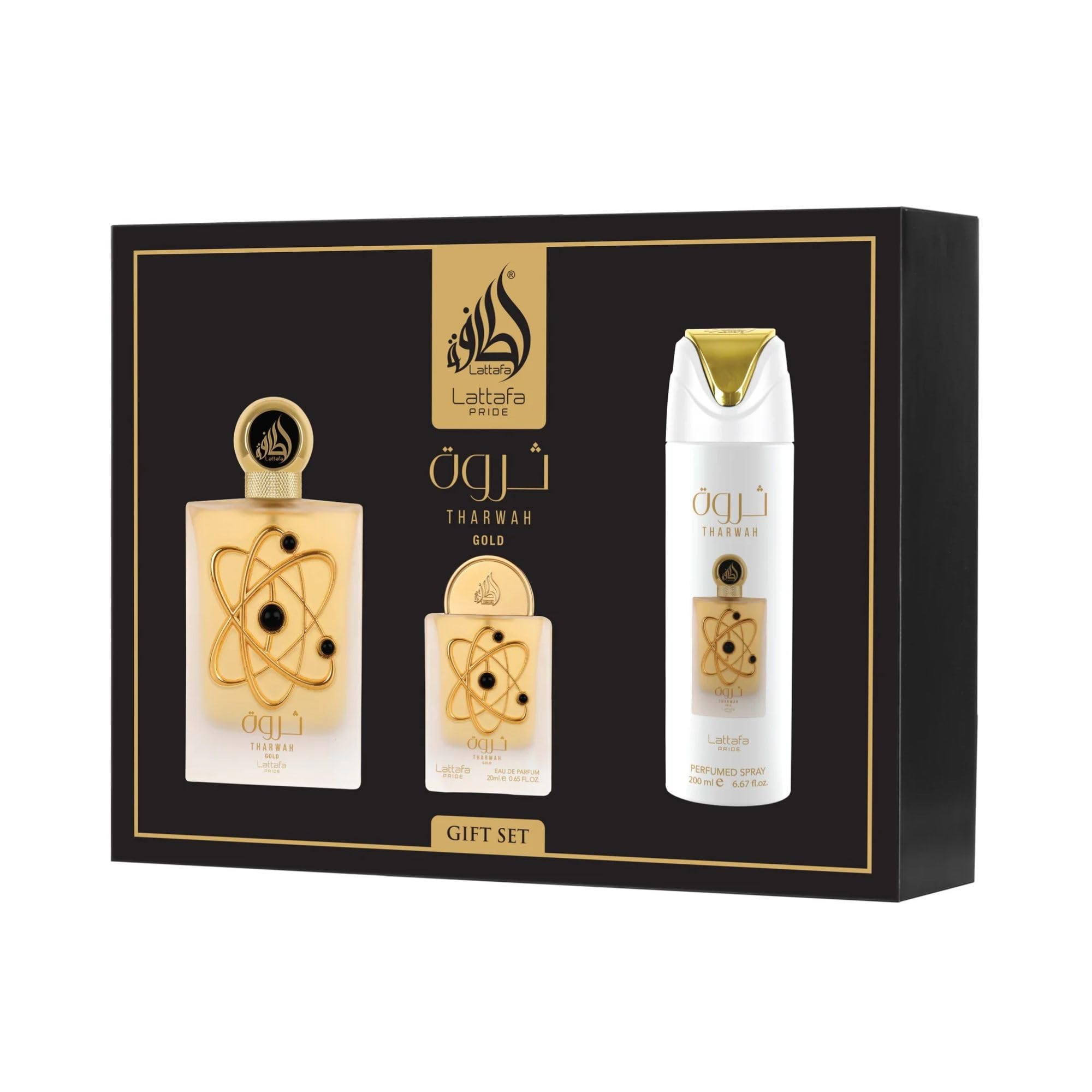 [Set] Lattafa Pride Tharwah Gold for Unisex 3 Piece Unisex EDP