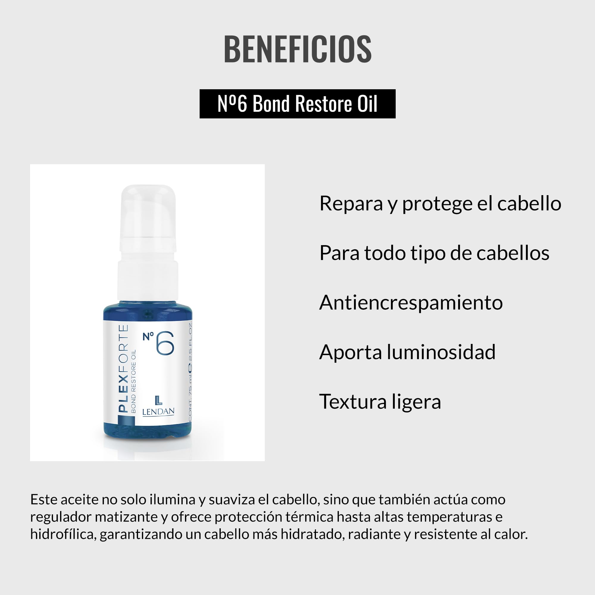 Lendan Hair Oil Plex Forte Nº6 Bond Restore Oil Repairs and Protects Hair for - Thumbnail 3