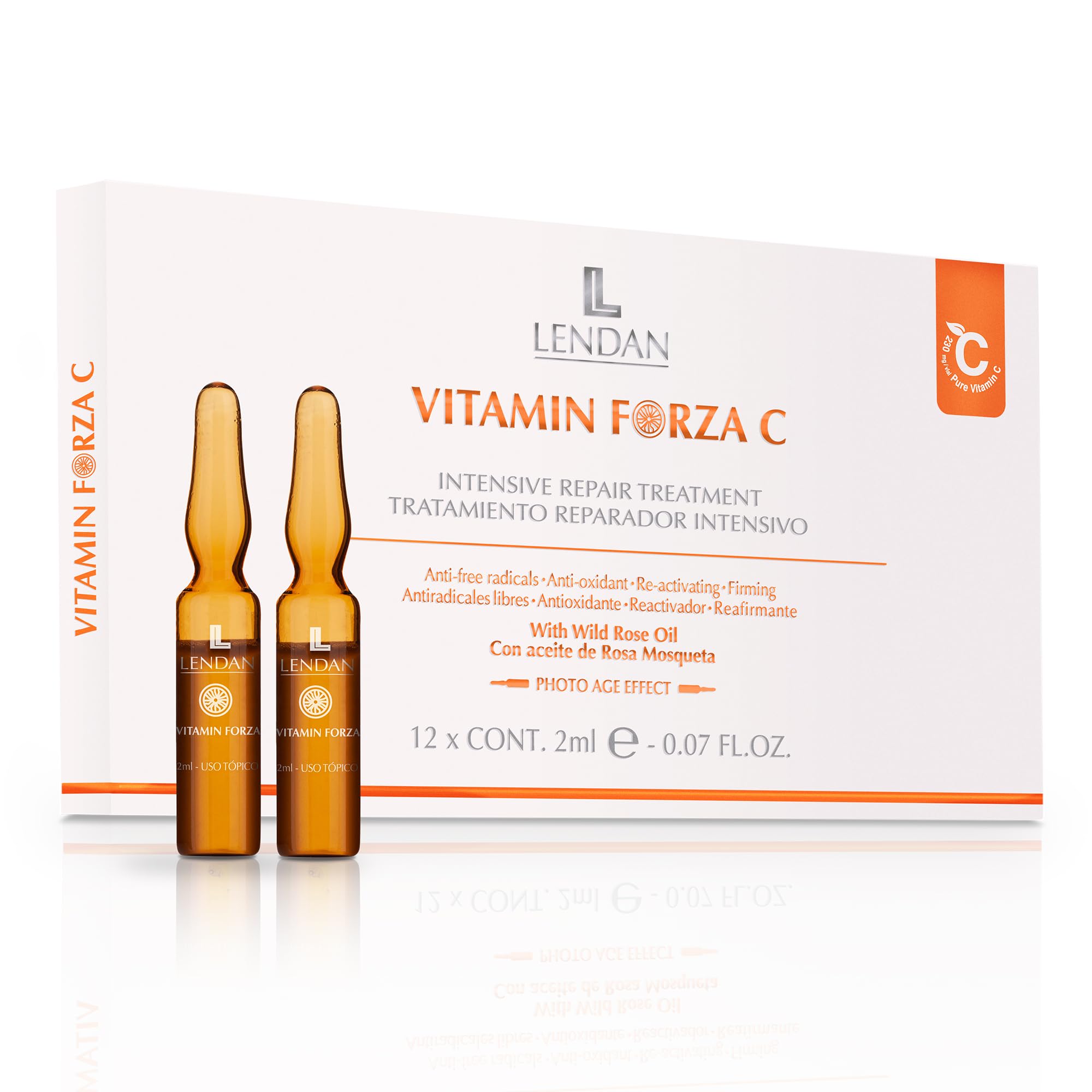 Lendan Vitamin C Ampoules 12 X Intensive Radiance Treatment Helps Promote Skin