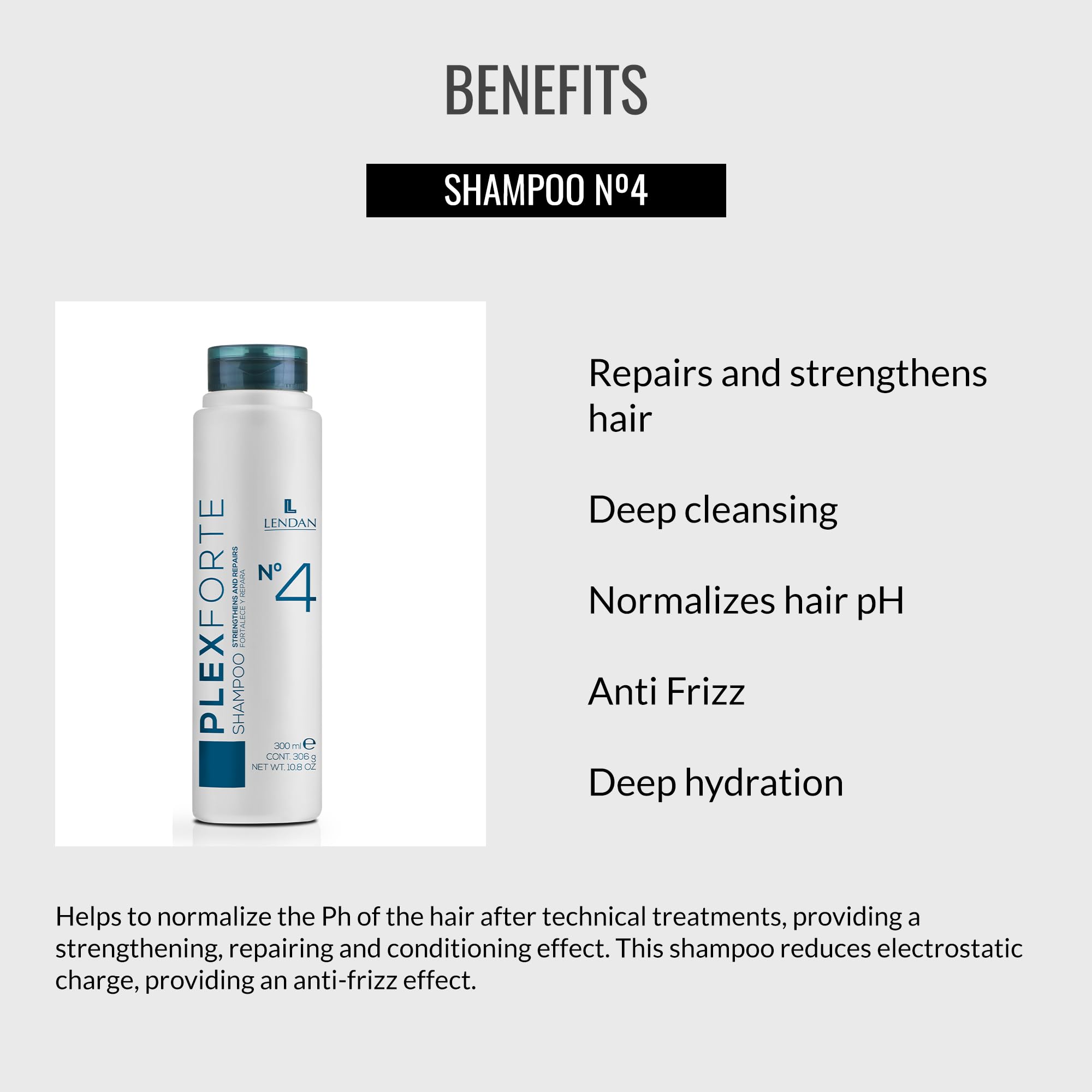Lendan Repair Shampoo Plex Forte Nº4 Shampoo Repairs and Strengthens Hair Deep - Thumbnail 3
