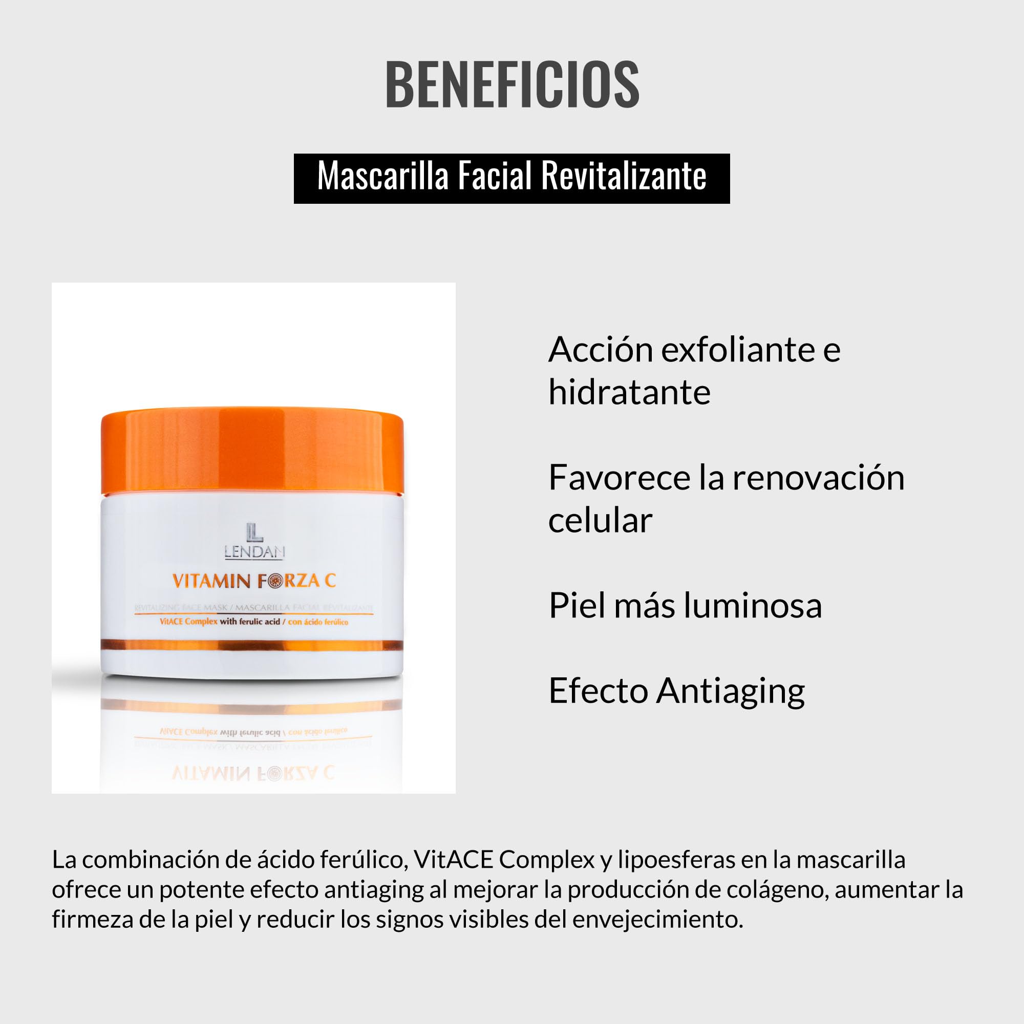 Lendan Revitalizing Facial Mask Vitamin Forza C Exfoliating and Hydrating - Thumbnail 3