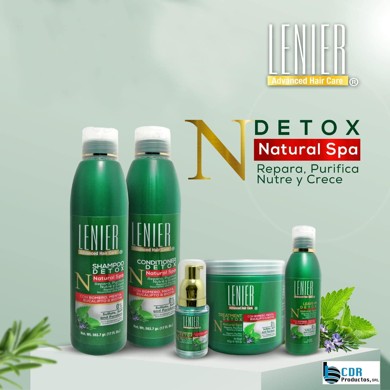 Lenier Detox Treatment W/ Rosemary Mint Eucalyptus Biotin Green 17 oz