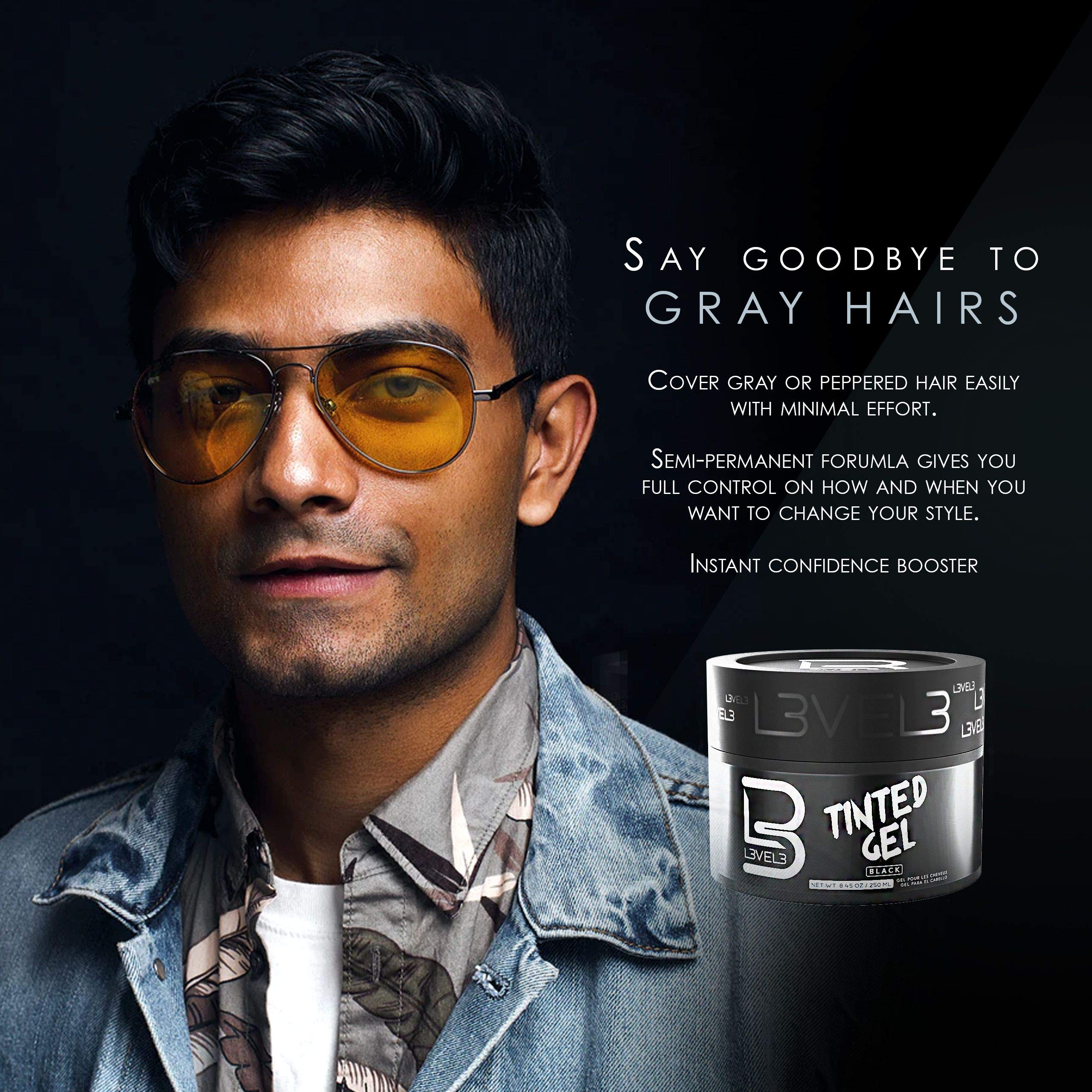 L3 Level 3 Black Tinted Hair Gel Cover Grays Instantly Style With Strong Hold | - Thumbnail 3