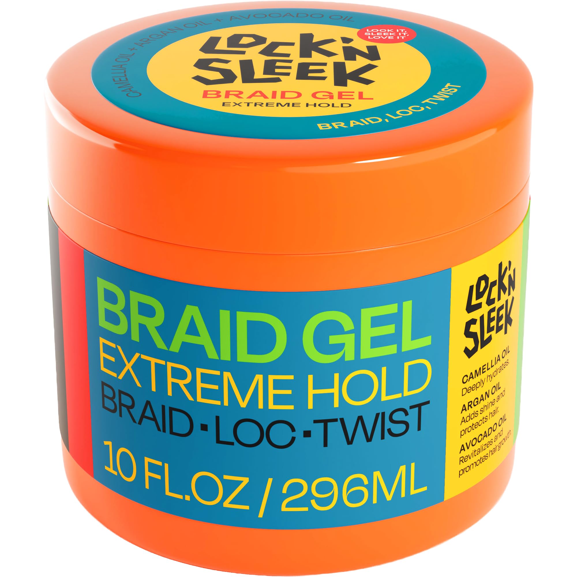 Lock'n Sleek Braid Gel Extreme Hold Flake Free High Shine Edge Control Argan