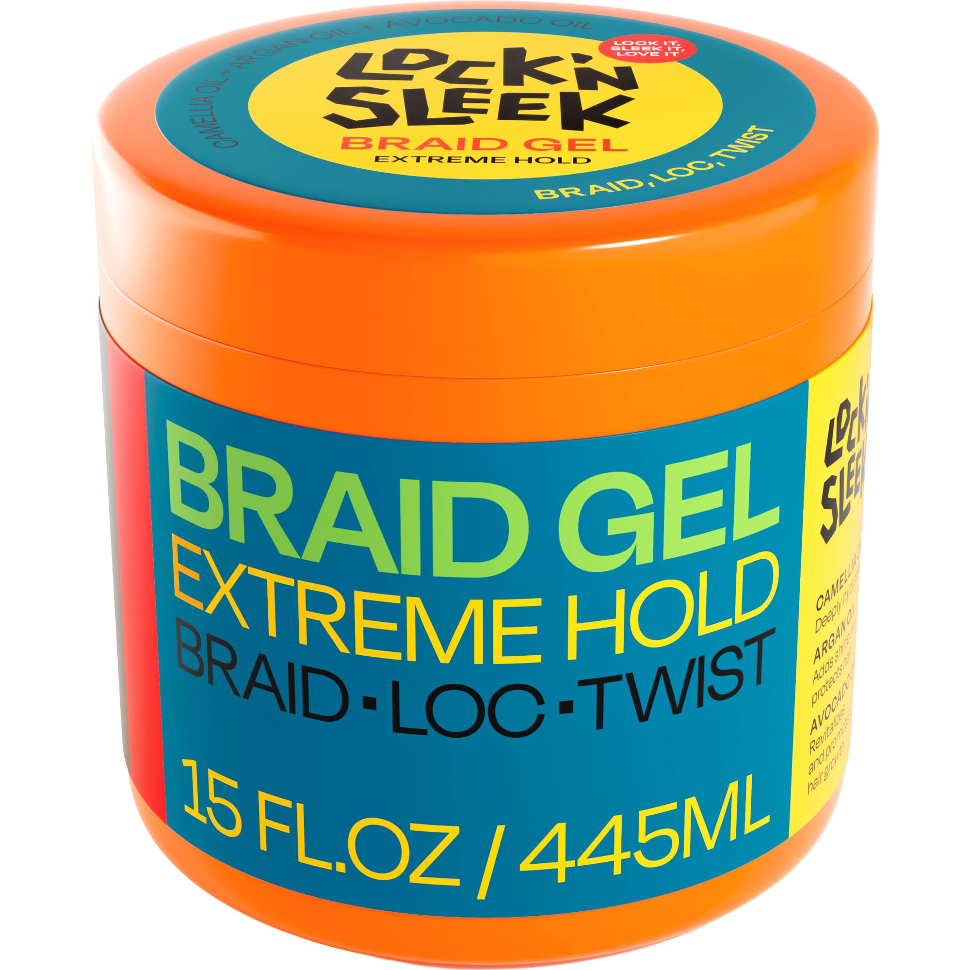 Lock'n Sleek Braid Gel Extreme Hold Flake Free High Shine Edge Control Argan