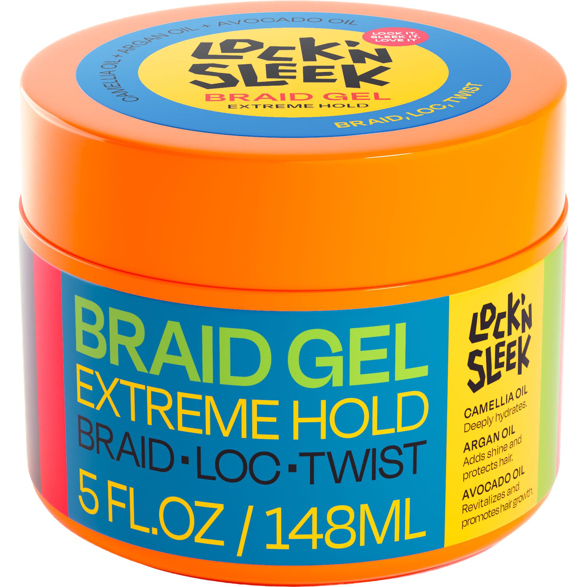 Lock'n Sleek Braid Gel Extreme Hold Flake Free High Shine Edge Control Argan