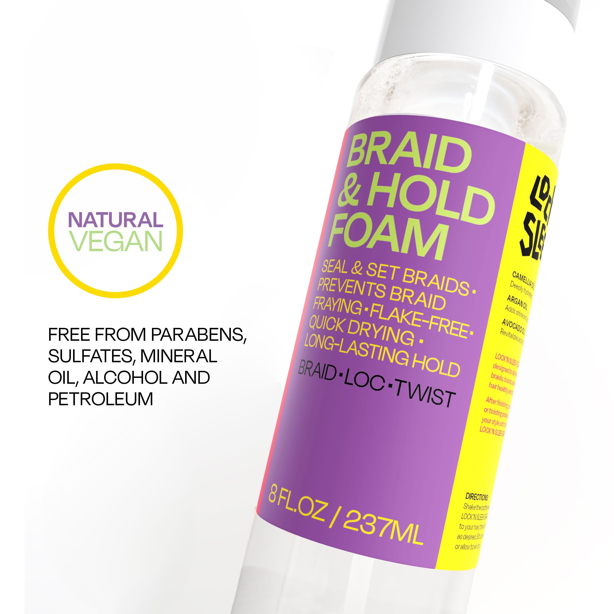 Lock'n Sleek Braid Foam for Braiding Twists and Locs No Frizz With Shine Fast - Thumbnail 2