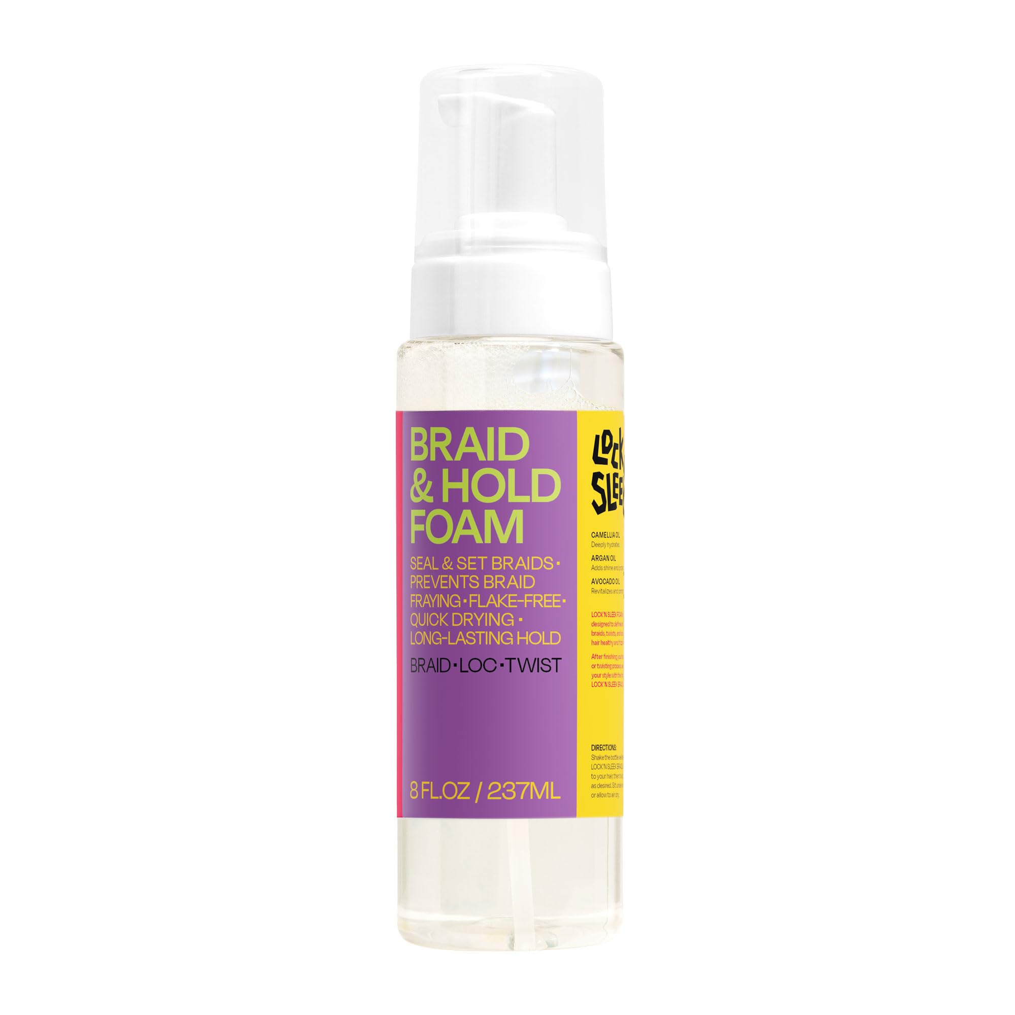 Lock'n Sleek Braid Foam for Braiding Twists and Locs No Frizz With Shine Fast
