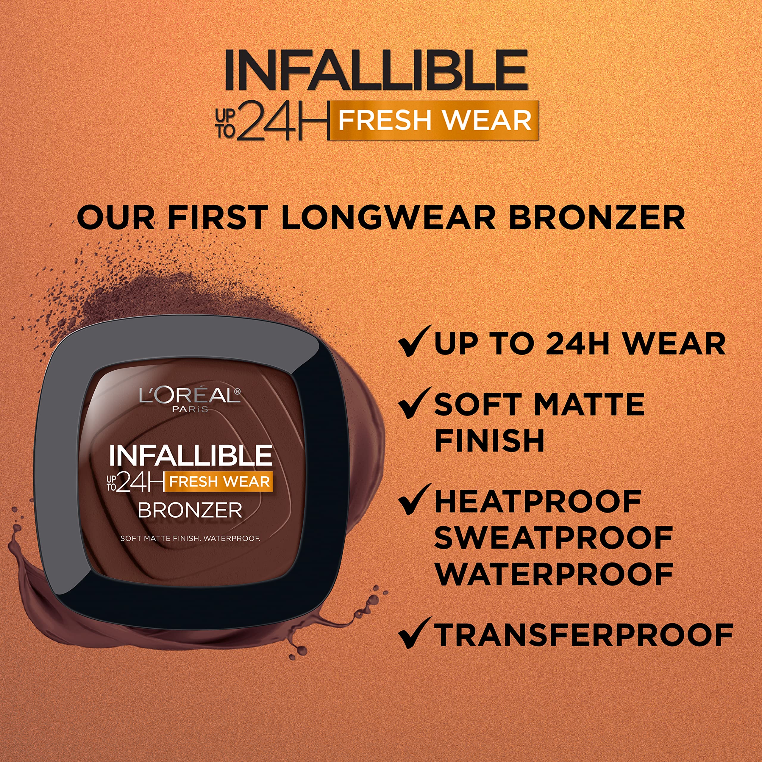(12-pack) L'Oreal Paris Infallible Up to 24H Fresh Wear Soft Matte Longwear Bronzer. Waterproof, heatproof, transfer, humidity and sweatproof, Fair, 0.31 oz - Thumbnail 2