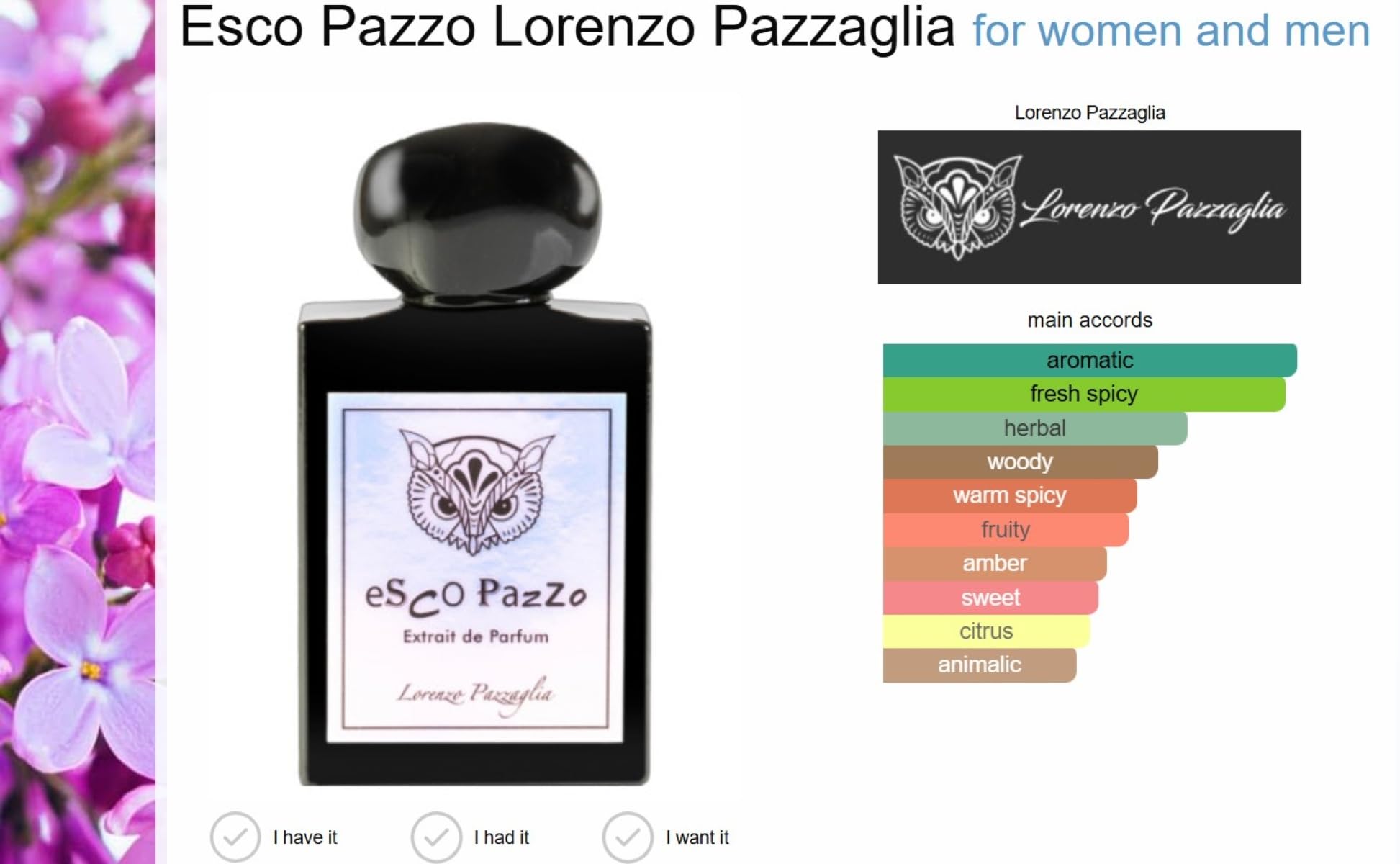 Lorenzo Pazzaglia Esco Pazzo Extrait de Parfum for Unisex Unisex 1.7 oz - Thumbnail 2