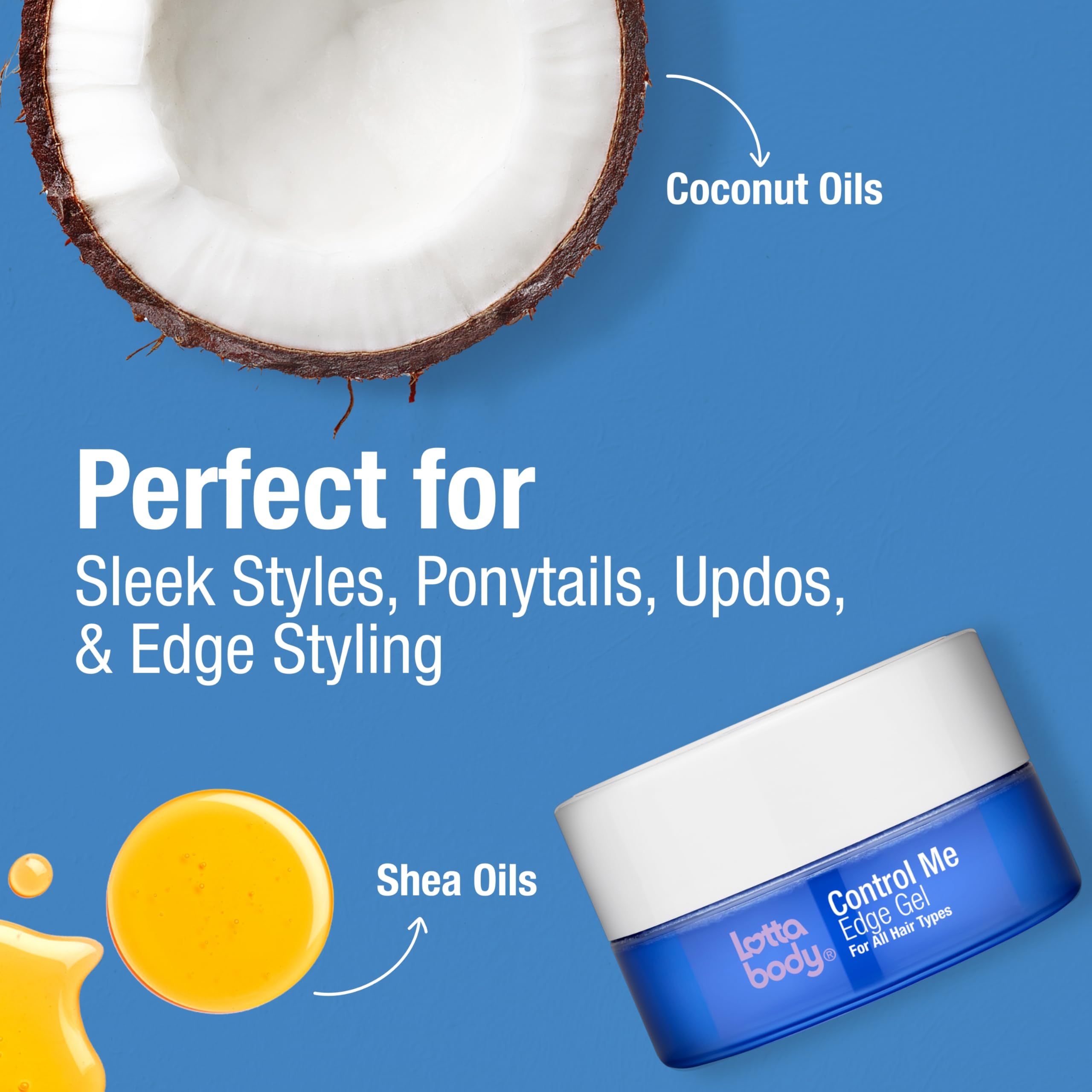 Lottabody Control Me Edge Gel With Coconut Shea Oils for All Hair Types Black - Thumbnail 3