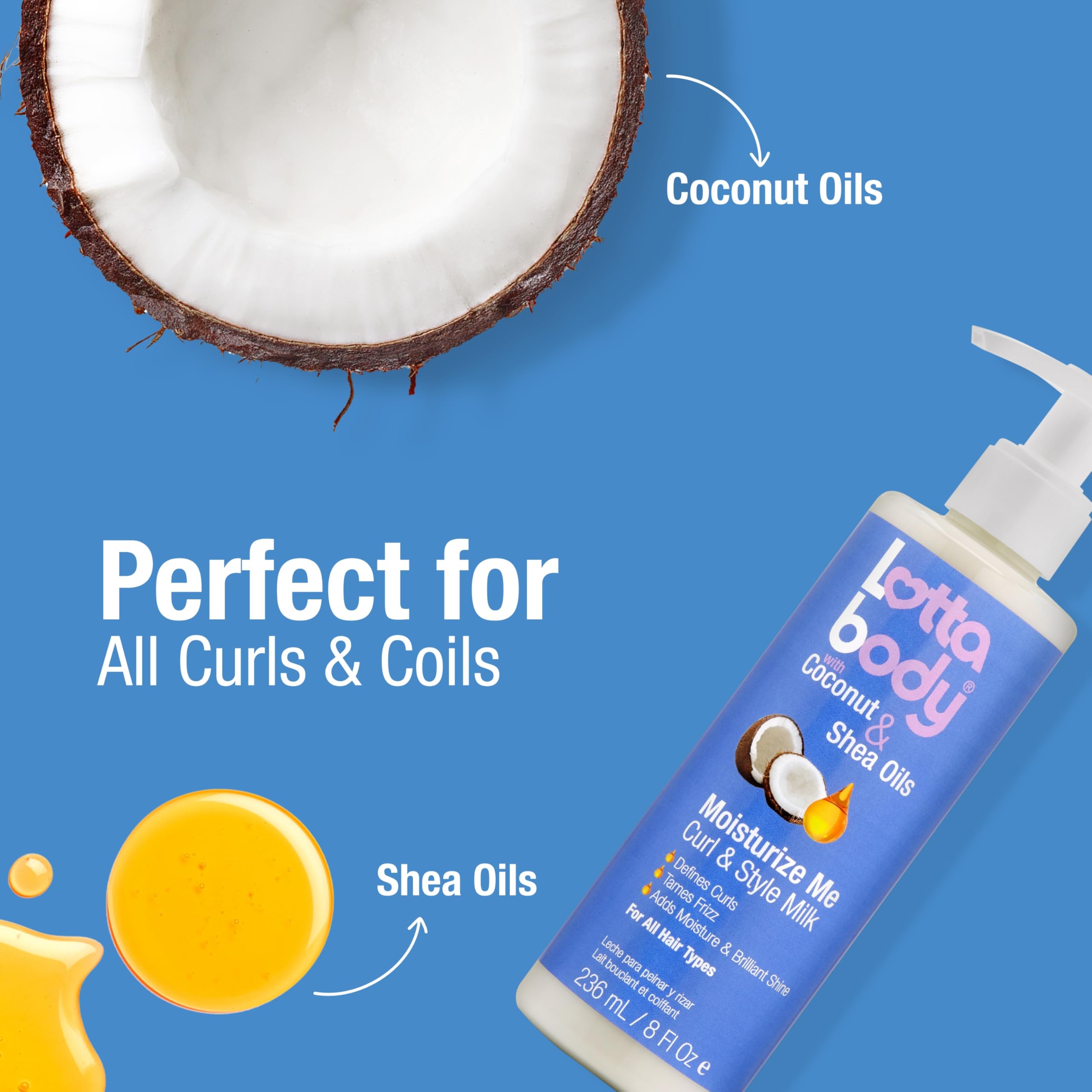 Lottabody Coconut Oil and Shea Moisturize Me Curl Style Milk Defines Curls Anti - Thumbnail 3