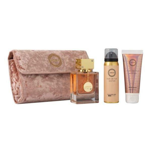 Armaf Club de Nuit 2.37 /1.7 Hand Cream//1.7 Bdy /luxury Evening Bag 4pc For