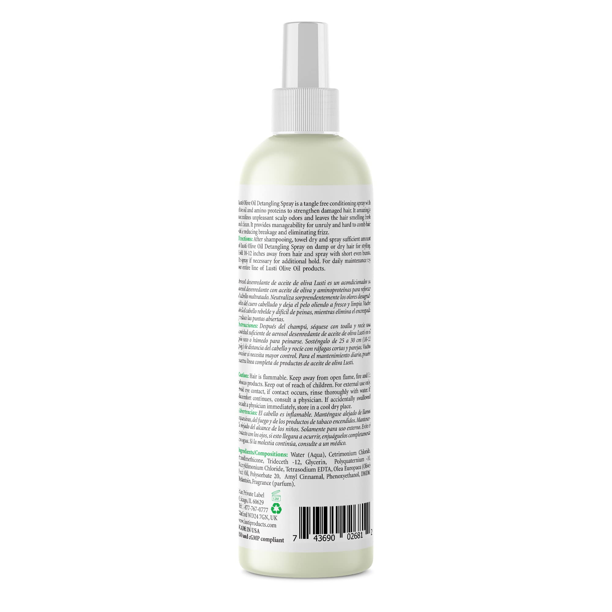 Lusti Olive Oil Detangling 12 Fl Oz Anti Frizz Strengthen Damaged Hair Reducing - Thumbnail 2