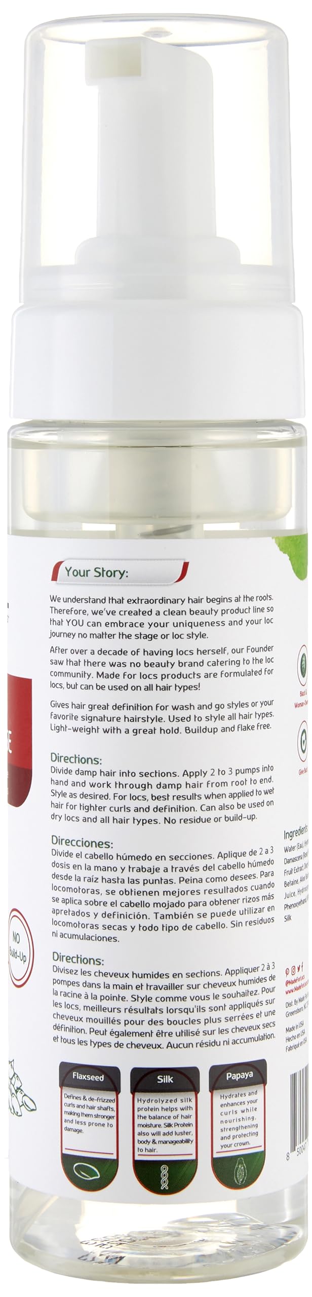 Locs Styling Flaxseed Mousse | Build Up Free With No White Flakes Non Sticky | - Thumbnail 2