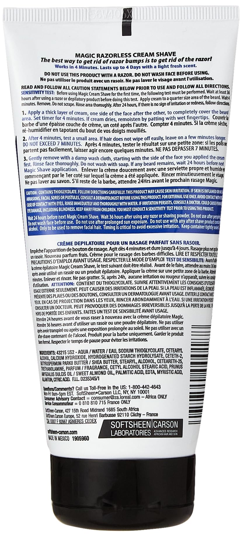Magic Razorless Cream Shave Regular Strength Light Fresh Scent Tube 6 oz - Thumbnail 2