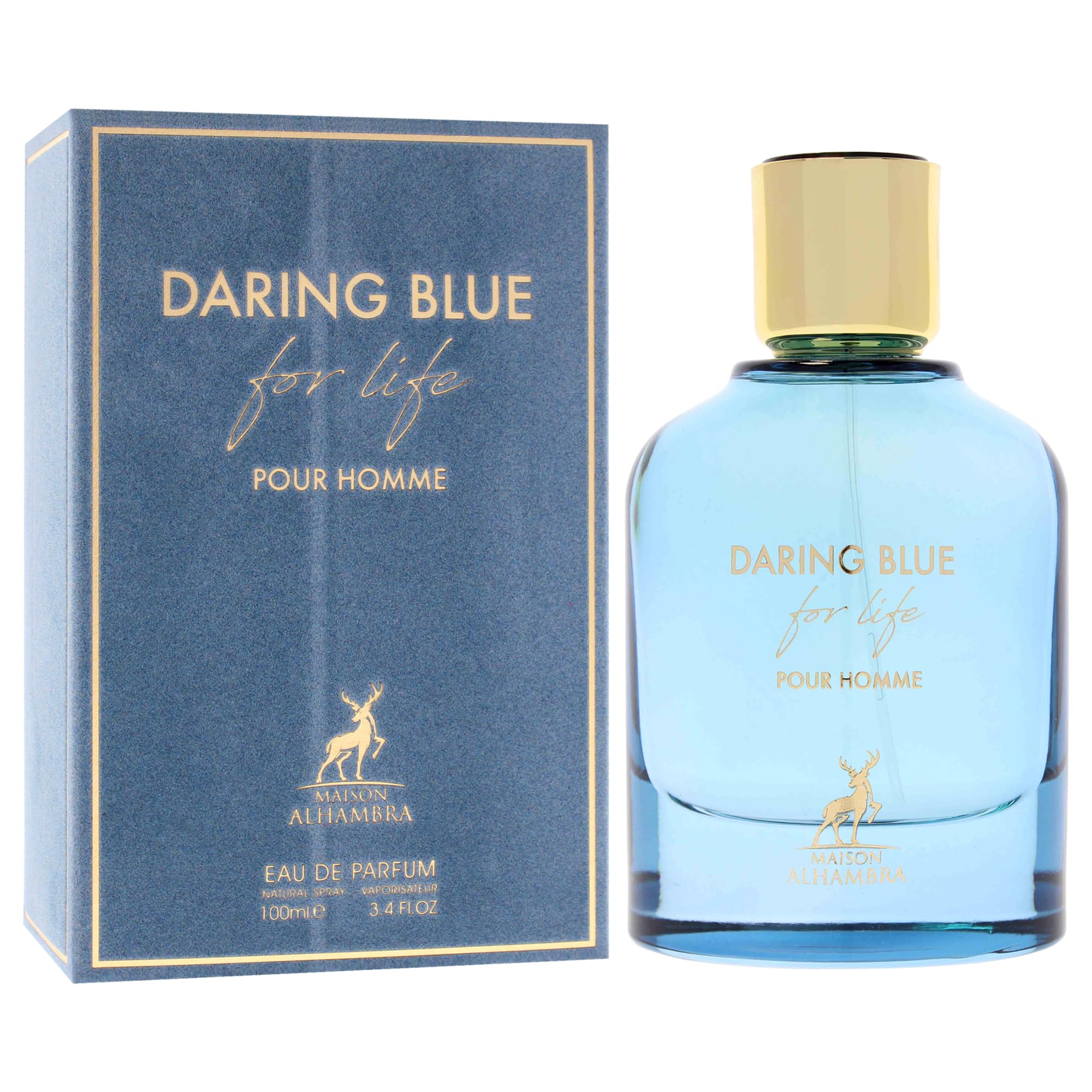 Daring Blue for Life By Maison Alhambra For Men EDP 3.4 oz - Thumbnail 3