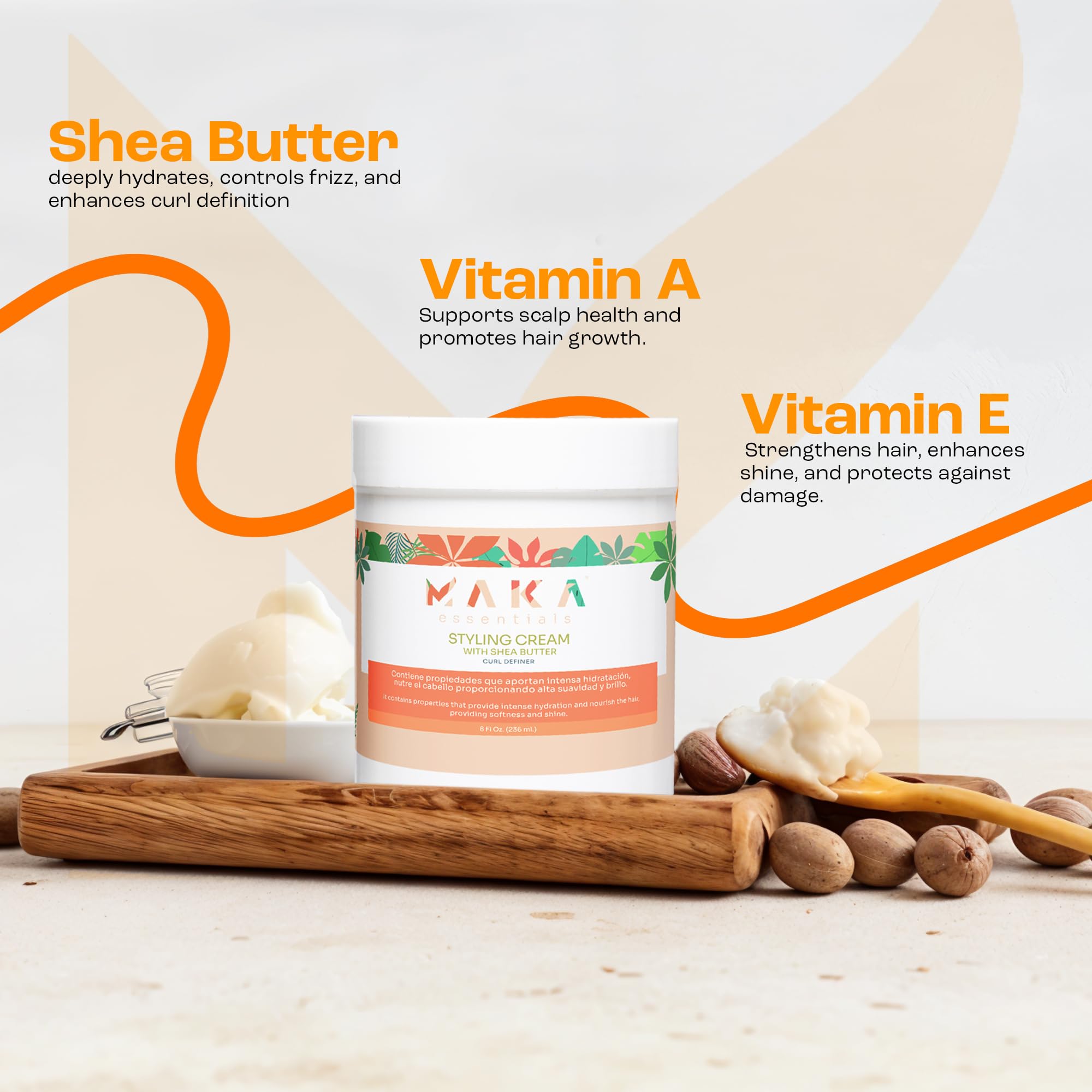 Maka Shea Butter Styling Cream 8 Fl Oz Natural Hydrates Moisturizing Softens - Thumbnail 2