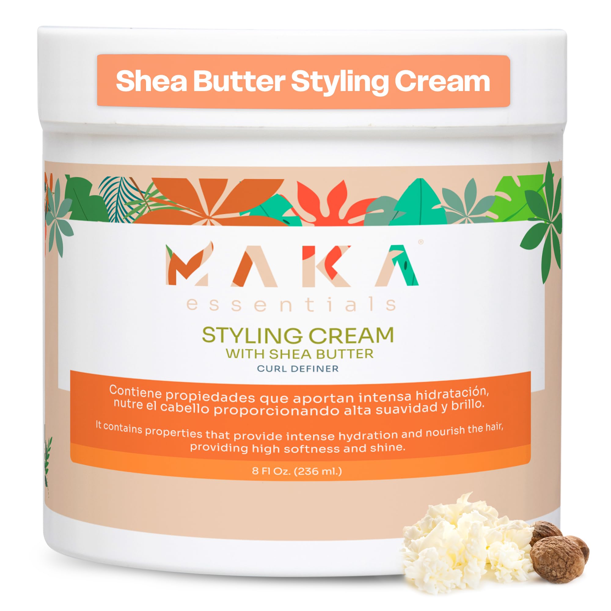 Maka Shea Butter Styling Cream 8 Fl Oz Natural Hydrates Moisturizing Softens