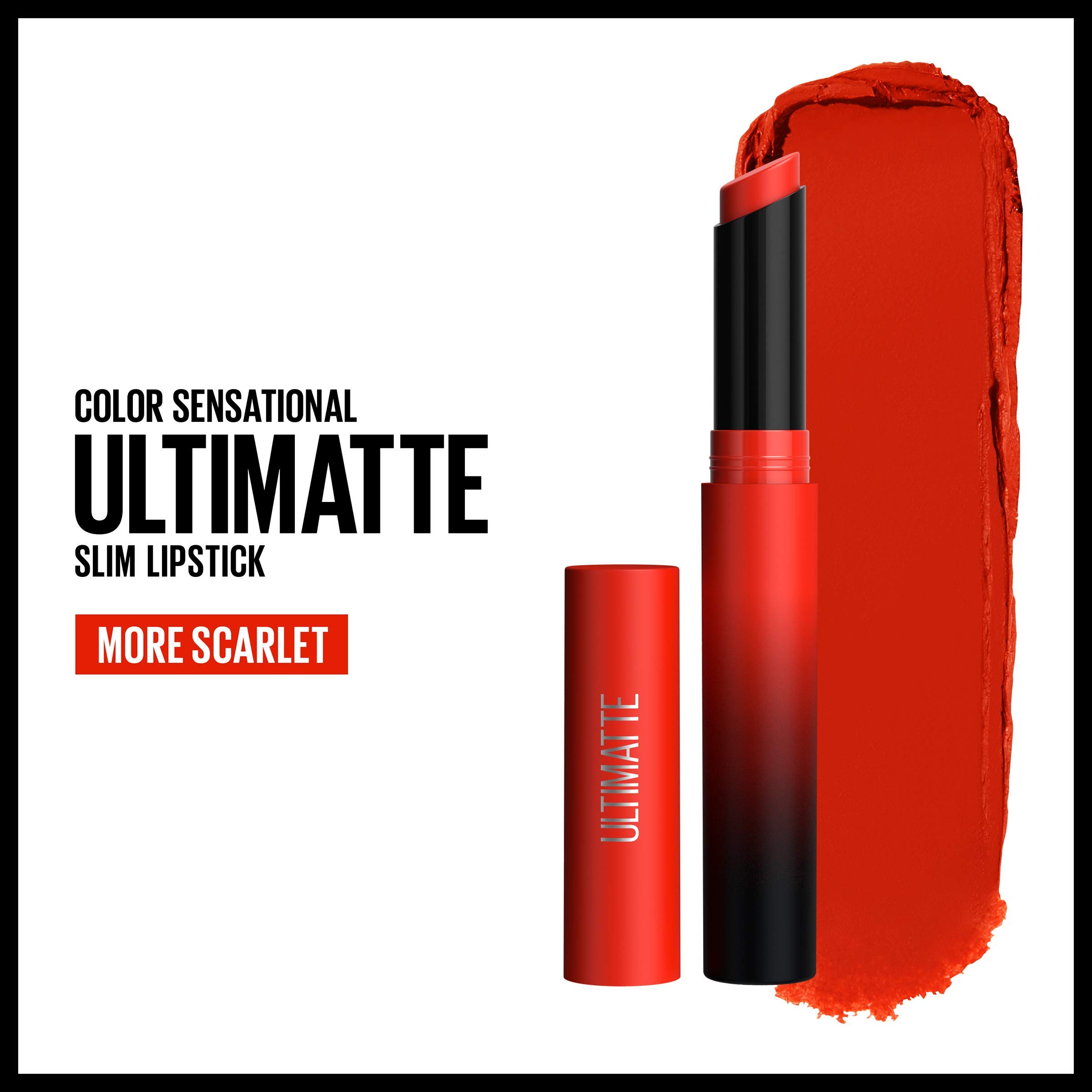 (20-pack) Maybelline Color Sensational Ultimatte Matte Lipstick, Non-Drying, Intense Color Pigment, More Scarlet, Scarlet Red, 1 Count - Thumbnail 2