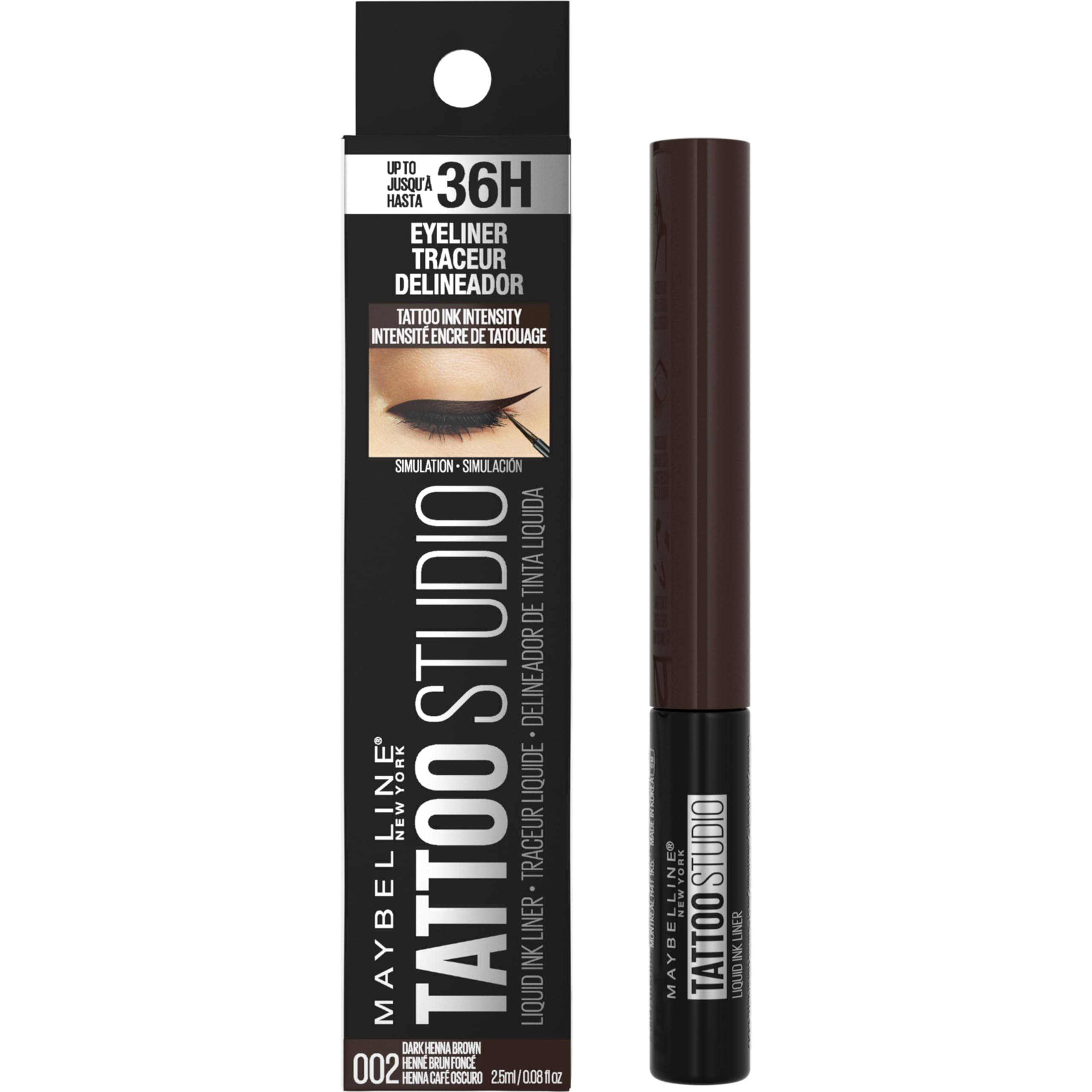 (12-pack) Maybelline Tattoo Studio Liquid Ink Eyeliner Dark Henna Brown - Thumbnail 2