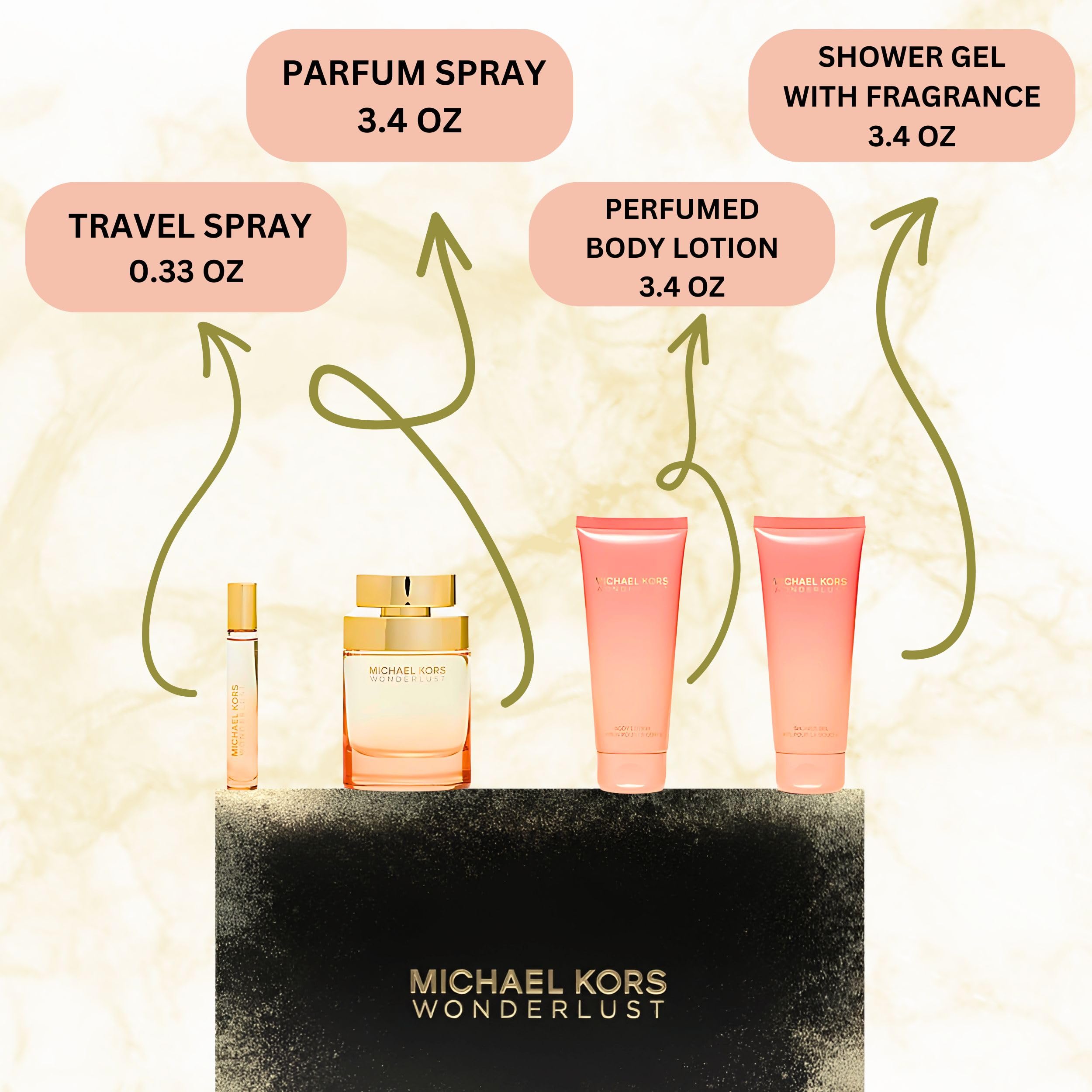 [Set] Michael Kors Wonderlust 4 Pieces For Women EDP 3.4 oz - Thumbnail 3