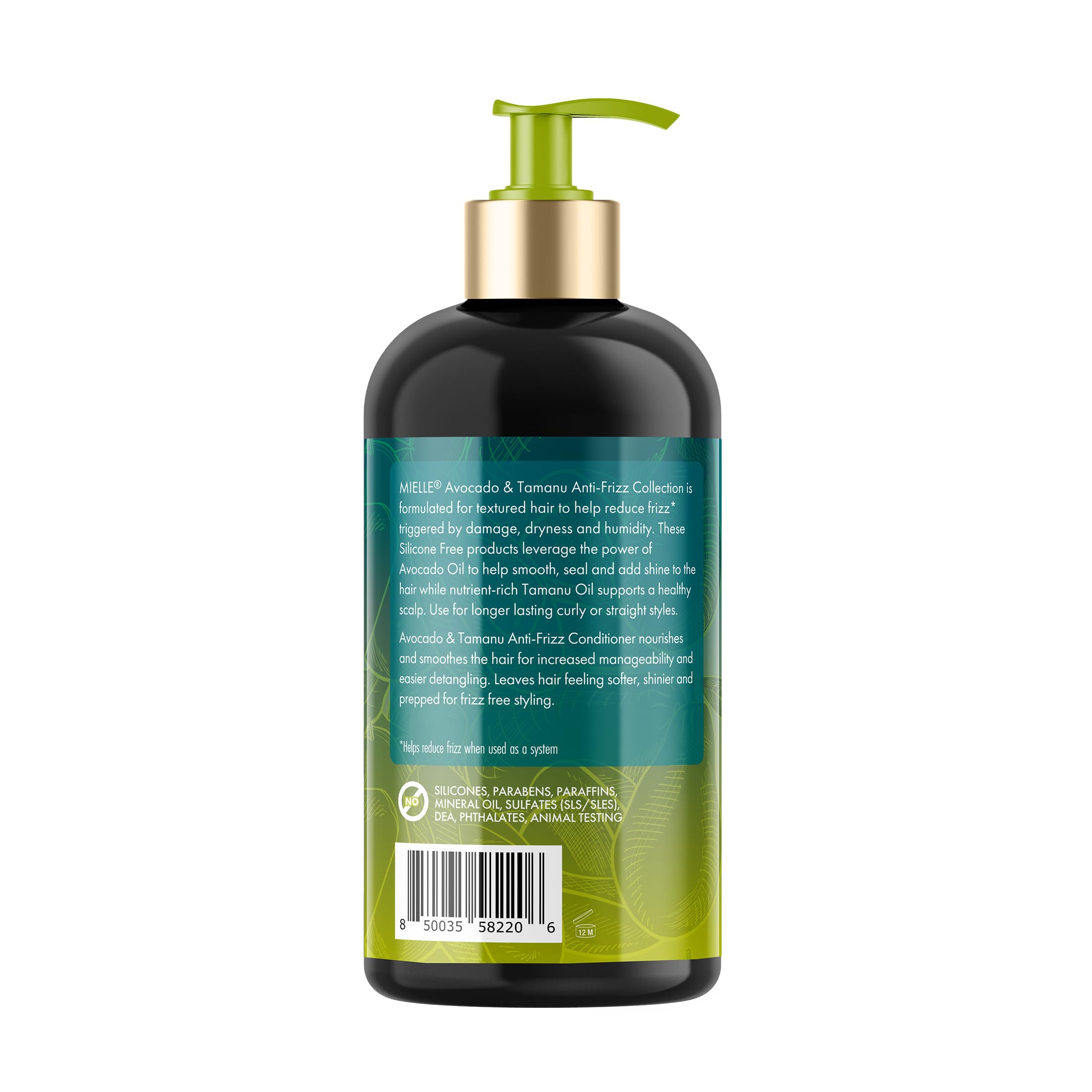 Mielle Avocado and Tamanu Anti Frizz Conditioner 12 Fl Oz - Thumbnail 3