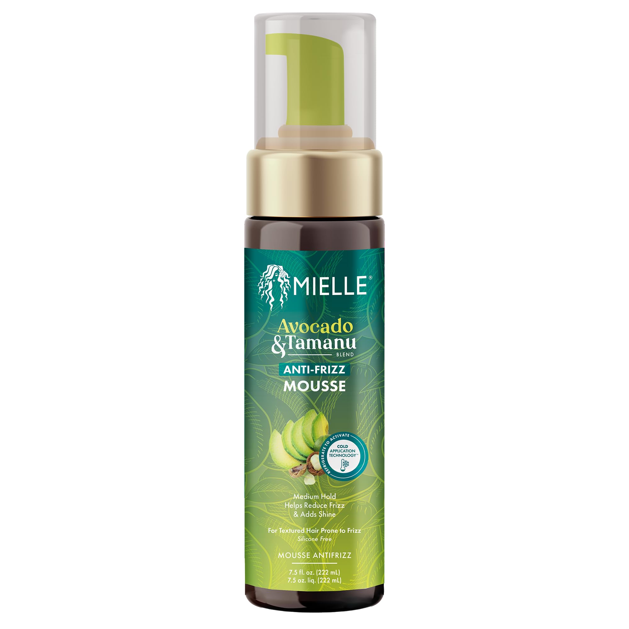 Mielle Organics Avocado Tamanu Curly Hair Mousse Anti Frizz Hair Foam for Curly