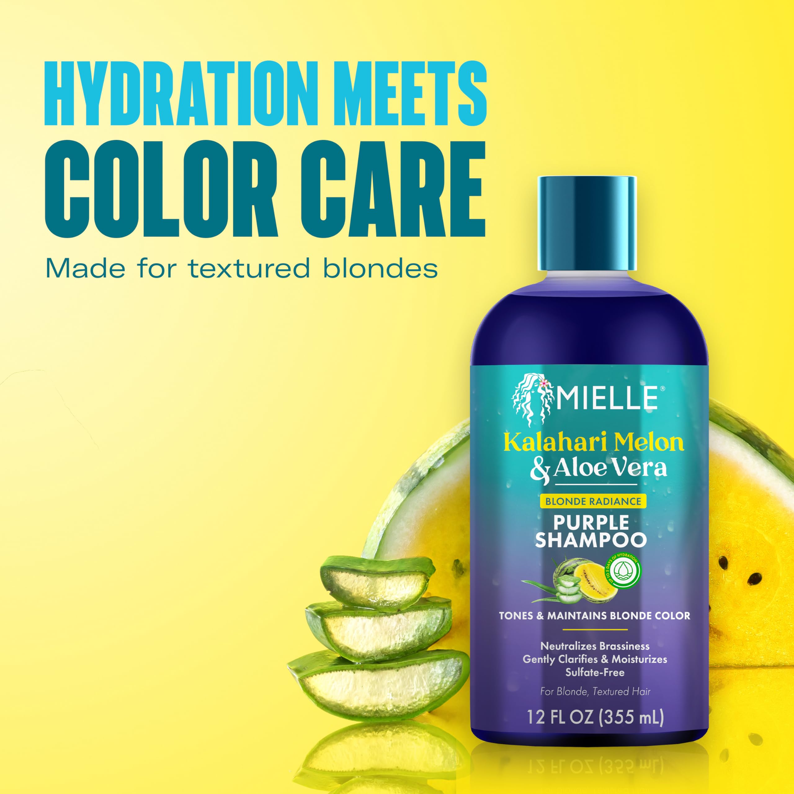 Mielle Kalahari Melon Aloe Vera Purple Shampoo Blonde Radiance Toning Shampoo - Thumbnail 3