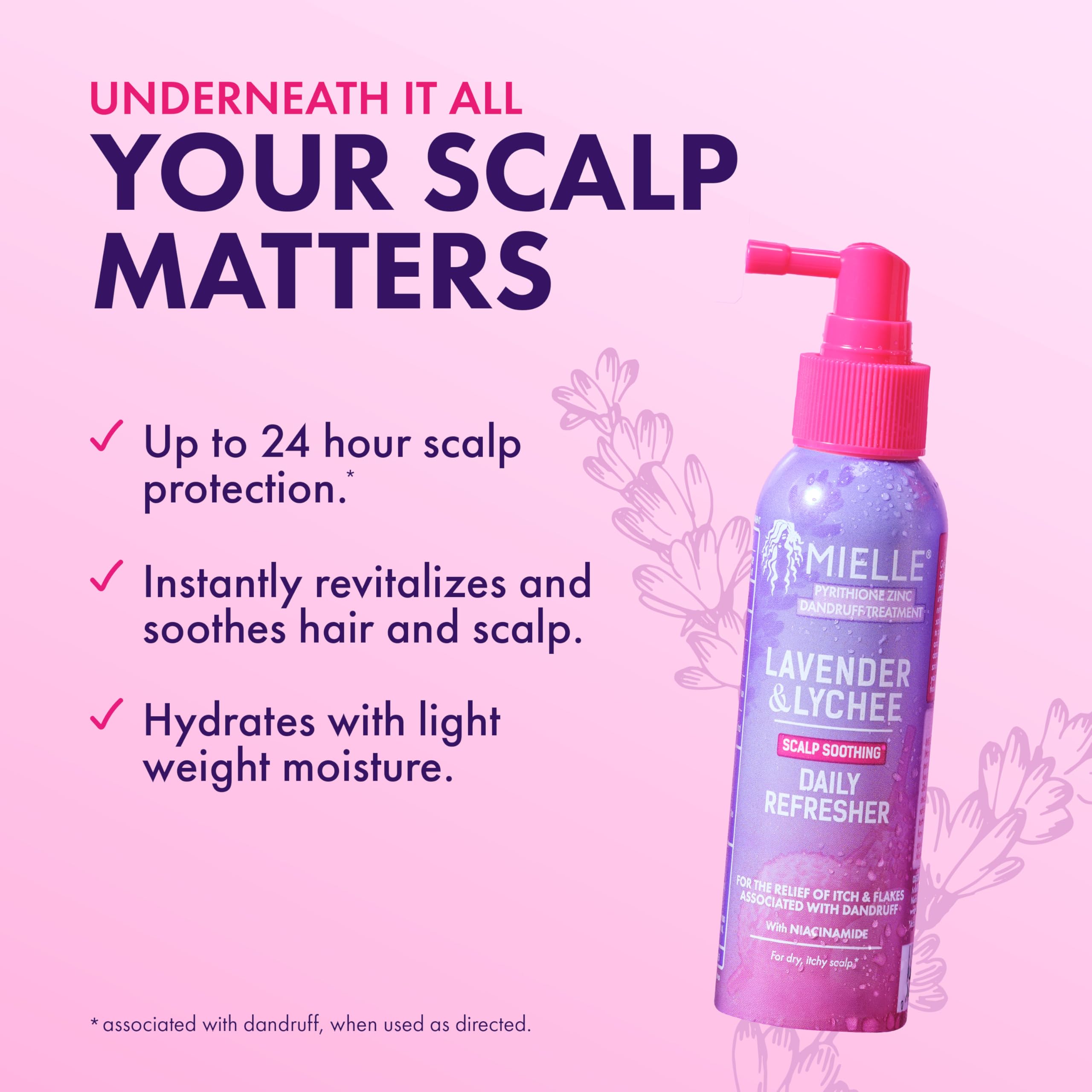Mielle Organics Lavender Lychee Daily Scalp Refresher Pyrithione Zinc Dandruff - Thumbnail 3