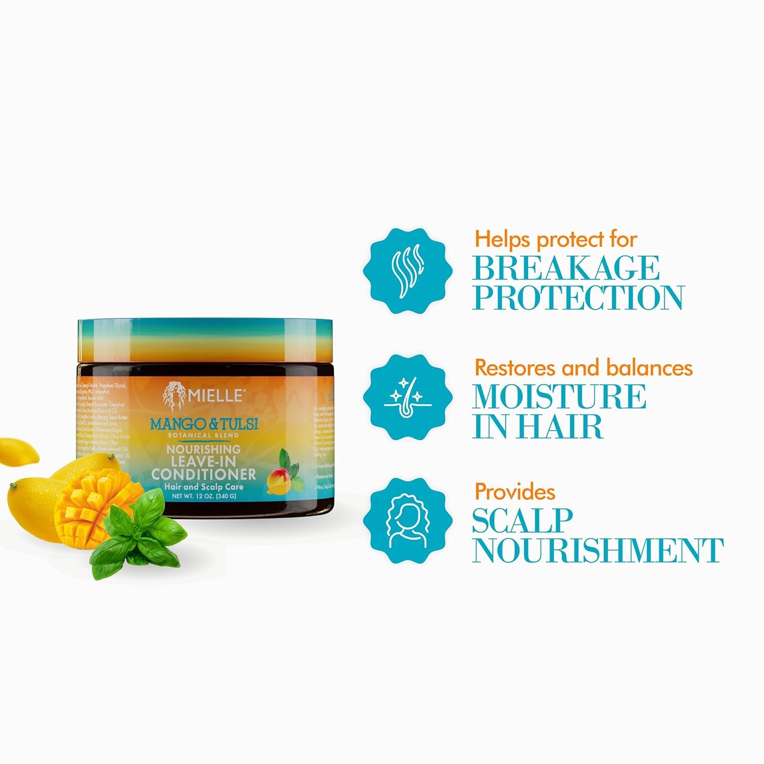 Mielle Organics Mango Tulsi Nourishing Leave In Conditioner for Curly Hair - Thumbnail 3