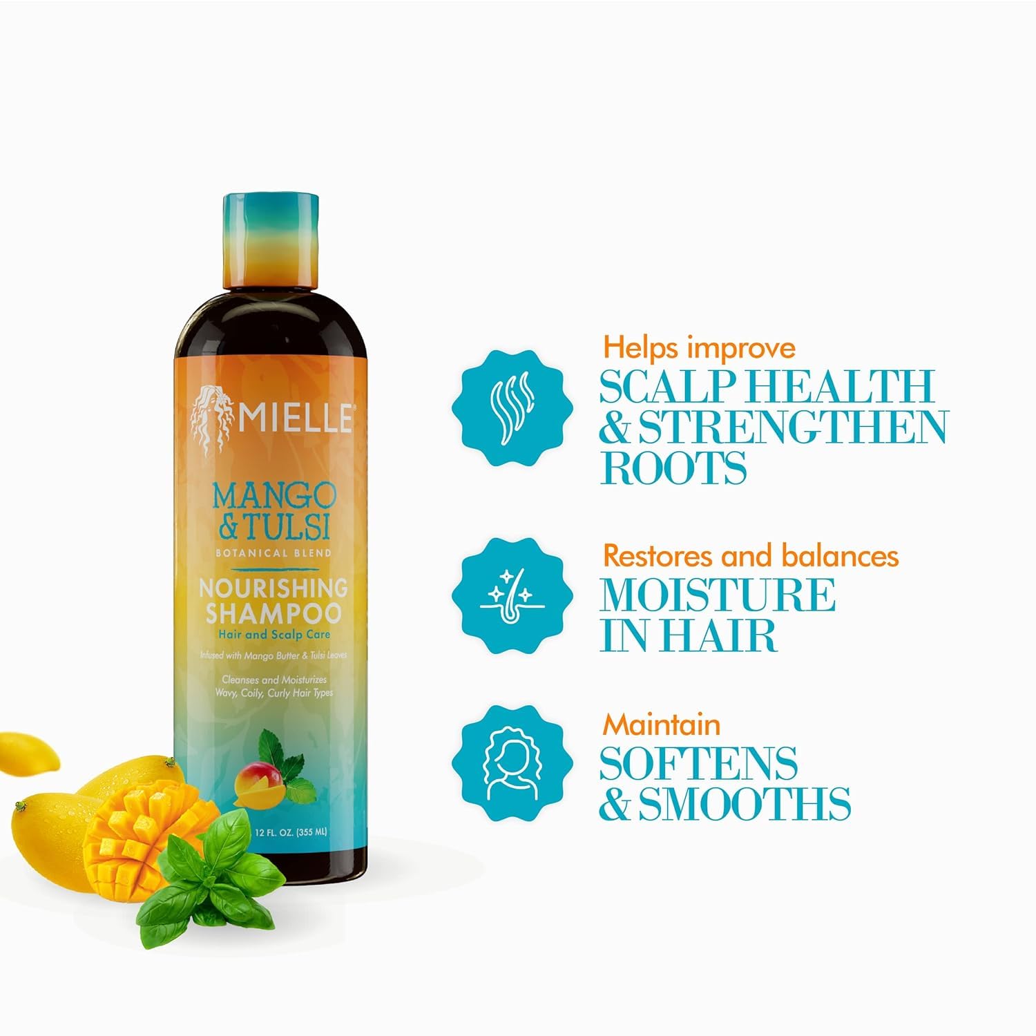 Mielle Mango and Tulsi Nourishing Shampoo 12 Fl. Oz. - Thumbnail 3