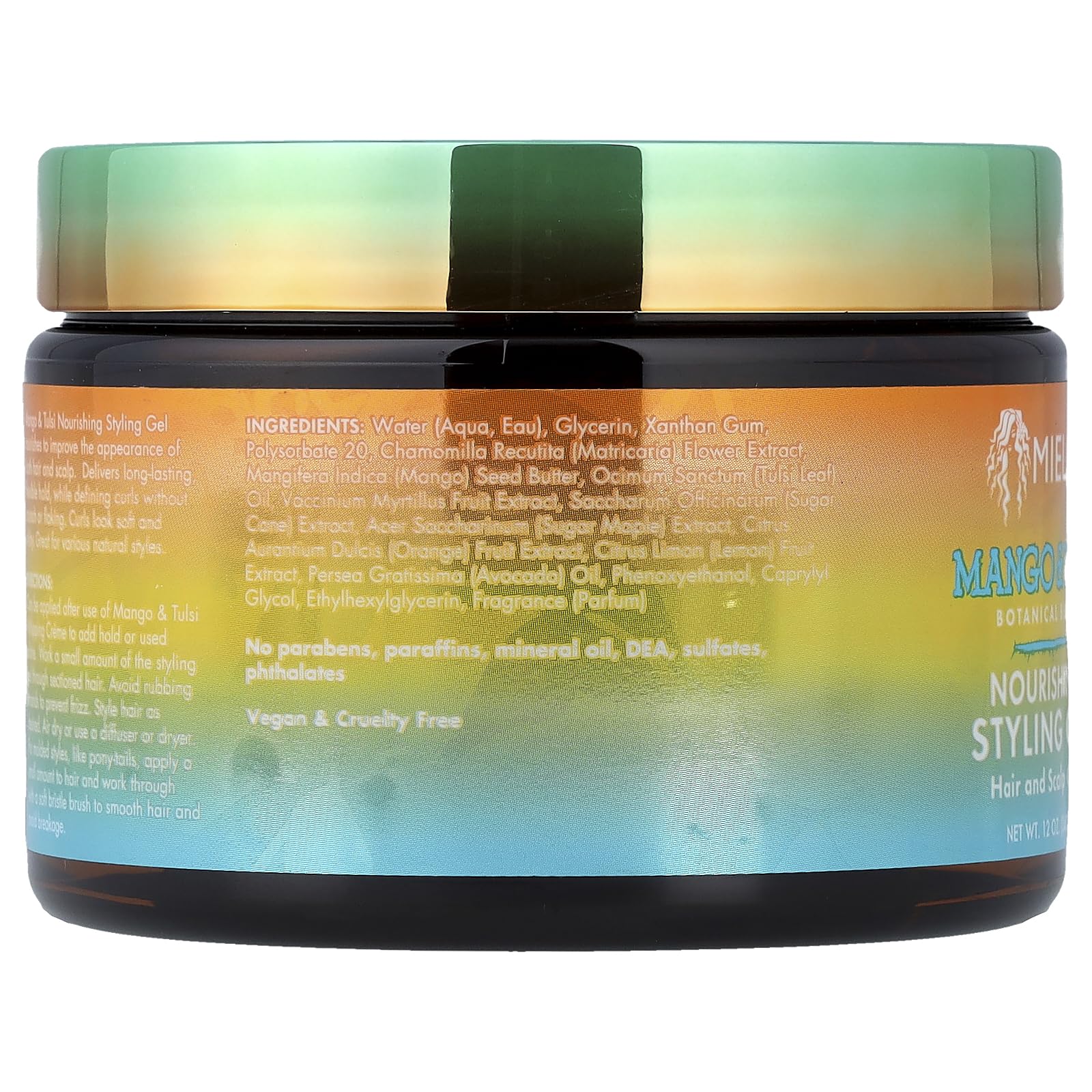 Mielle Organics Mango Tulsi Nourishing Styling Gel Smoothing Straightening - Thumbnail 2