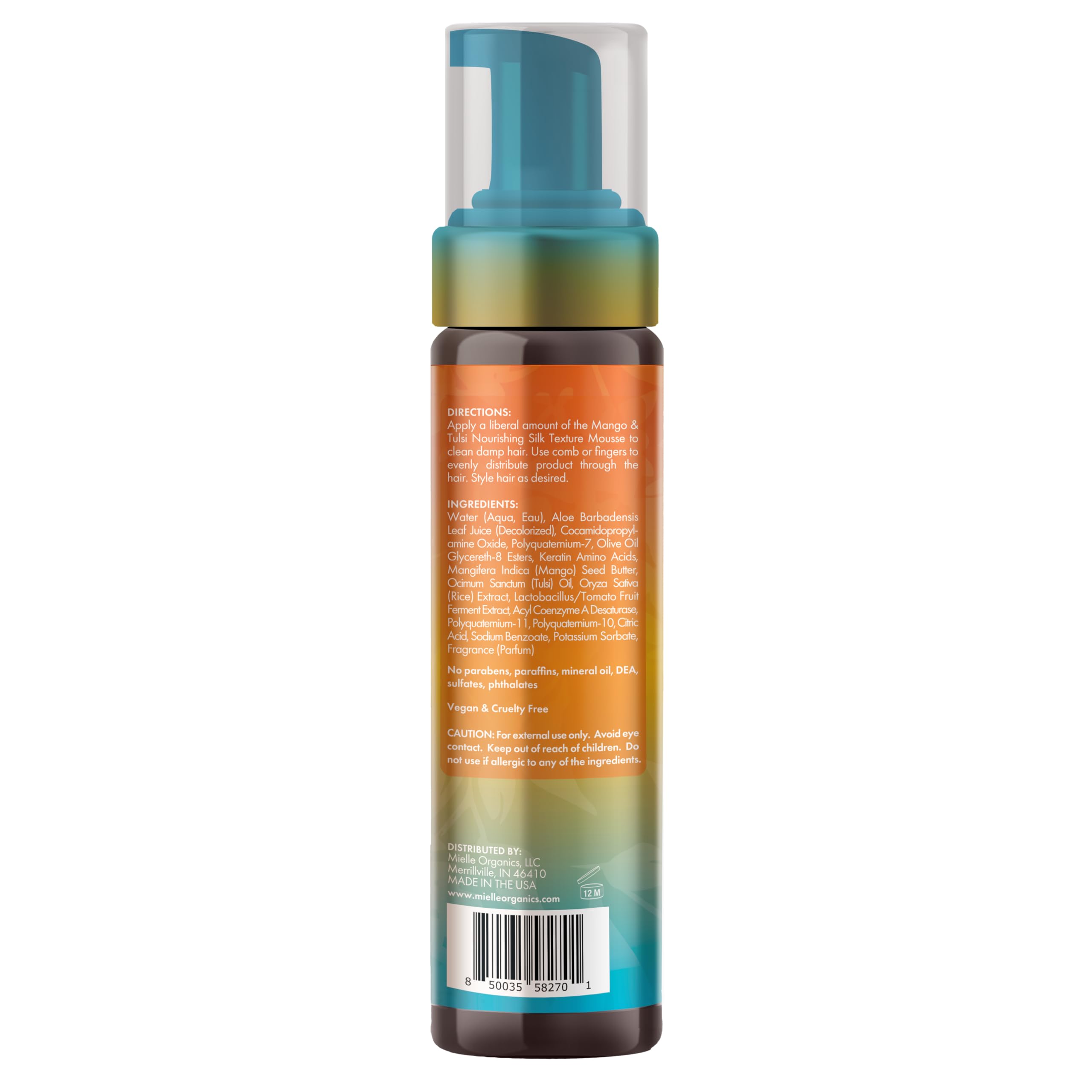 Mielle Organics Mango Tulsi Nourishing Silk Texture Hair Mousse Weightless Foam
