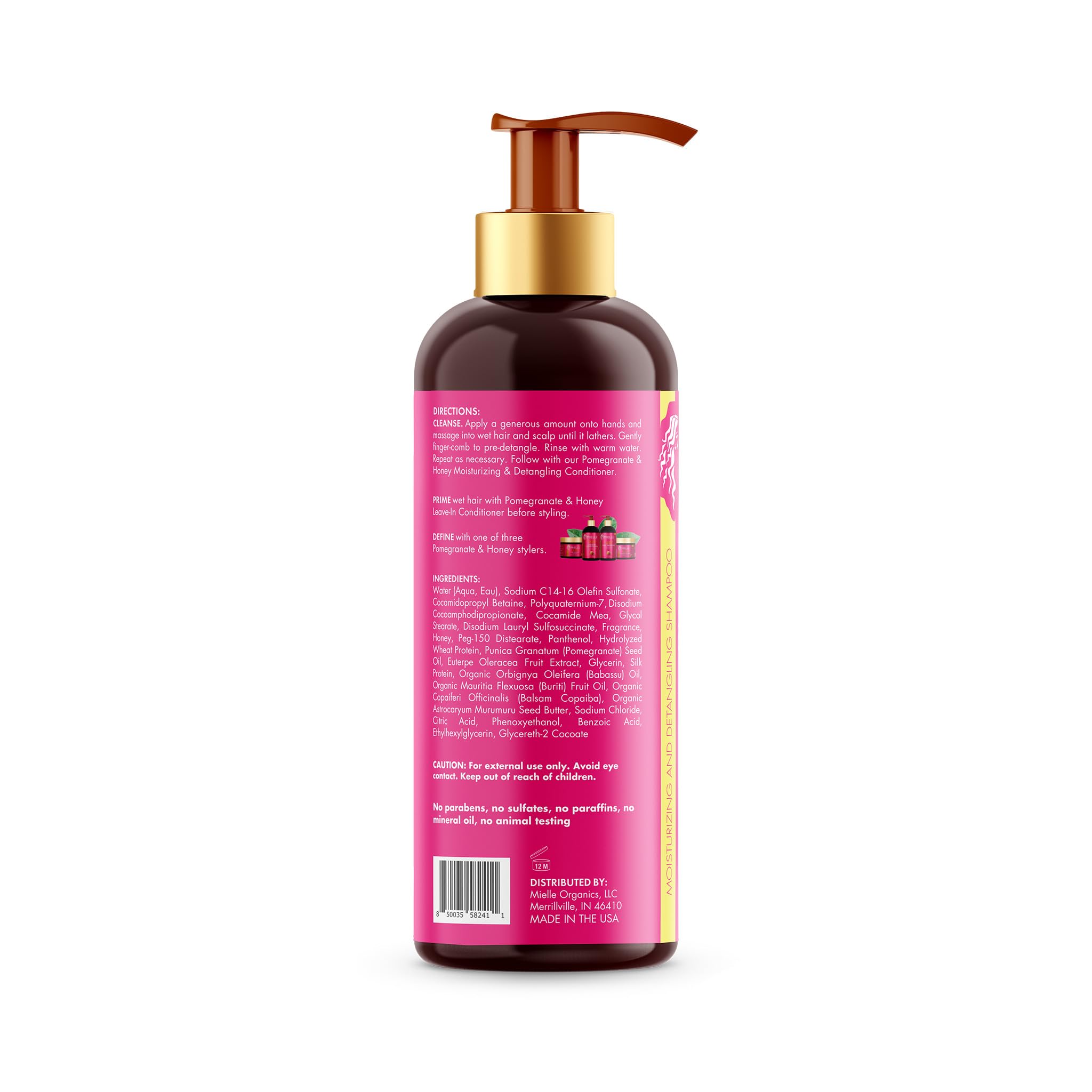 Mielle Organics Pomegranate Honey Detangling Moisturizing Shampoo Curly Hair - Thumbnail 3