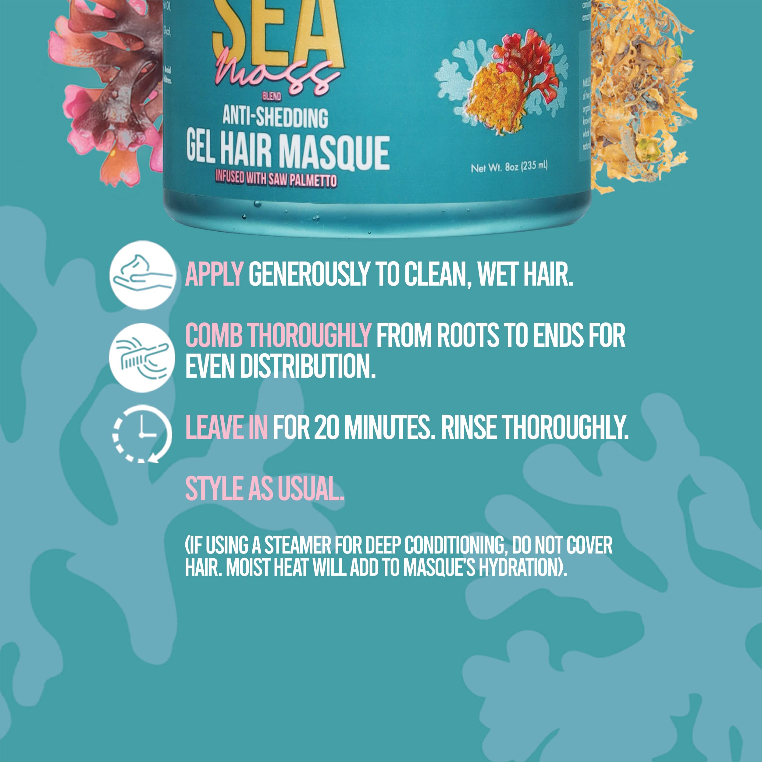 Mielle Organics Sea Moss Gel Hair Masque Moisturizing Unisex Unisex 8 oz - Thumbnail 2