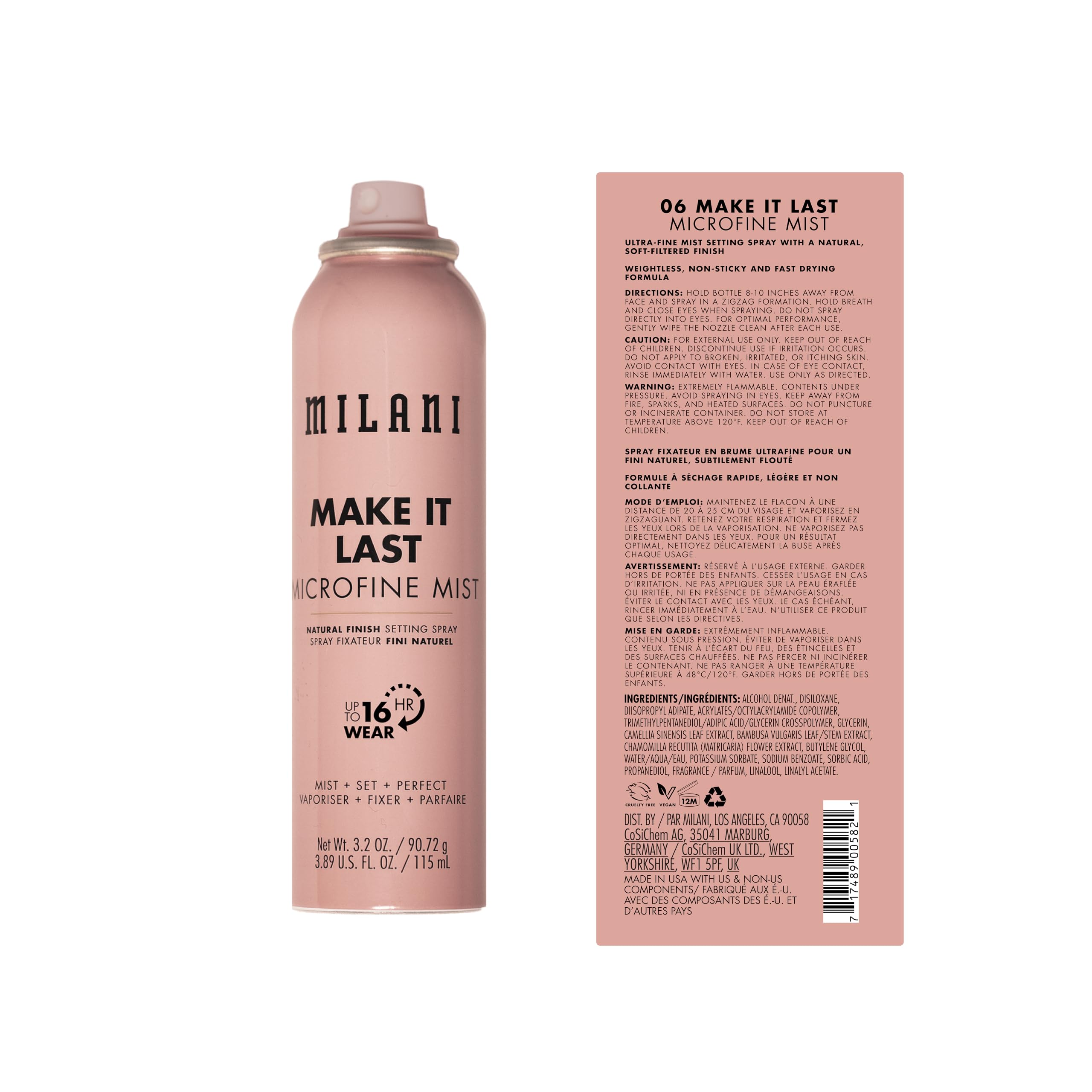 (12-pack) Milani Make It Last Microfine Mist Setting Spray for Makeup - 16 hour wear (Set) - Image 1