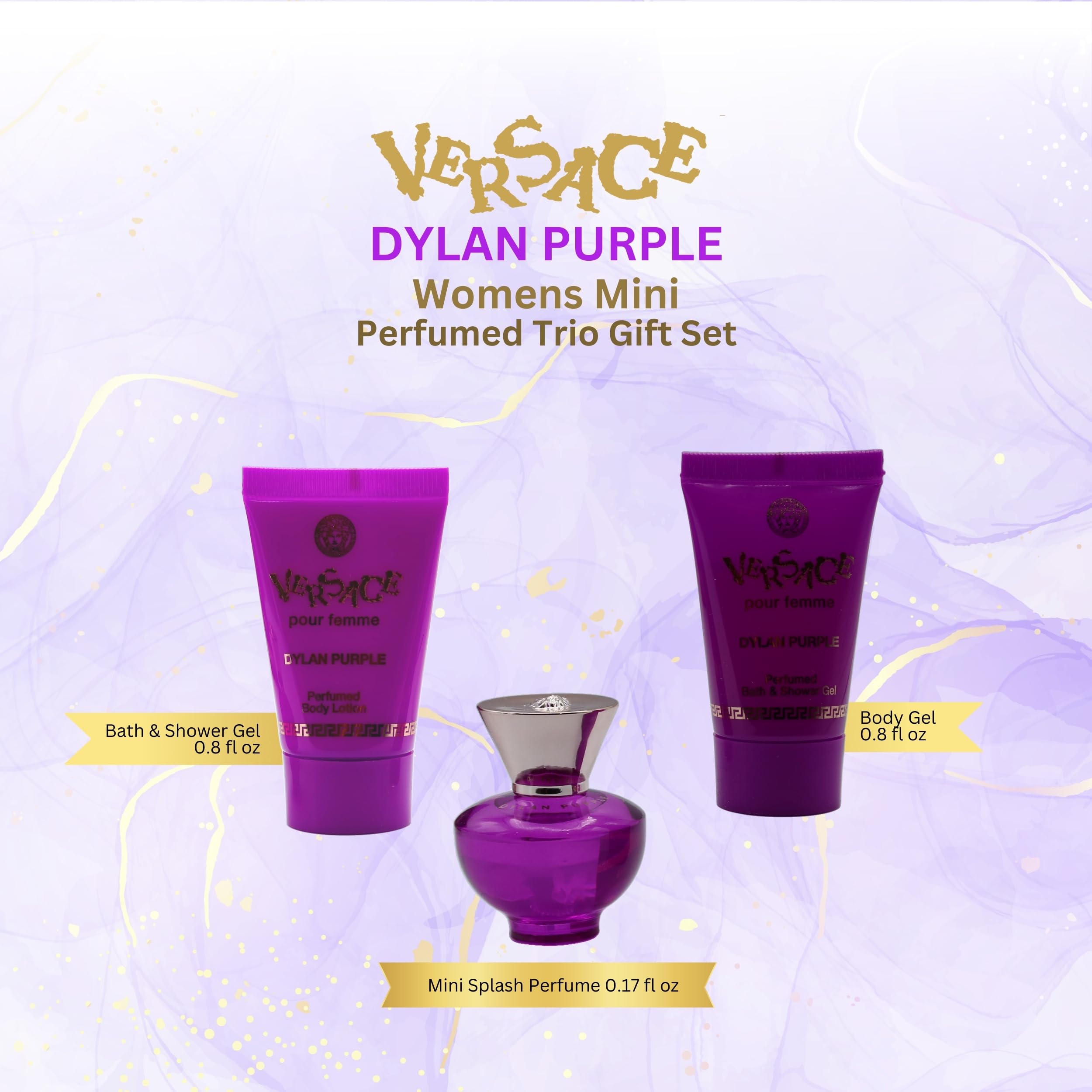 [Set] Versace Dylan Purple 3 Piece Set Includes: + Perfumed Bath Shower Gel + - Thumbnail 2