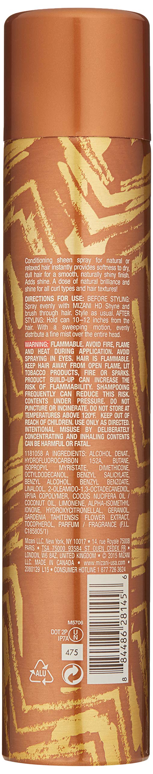 Mizani Hd Shyne Lightweight Hairspray Weightless Oil Free Formula Shine