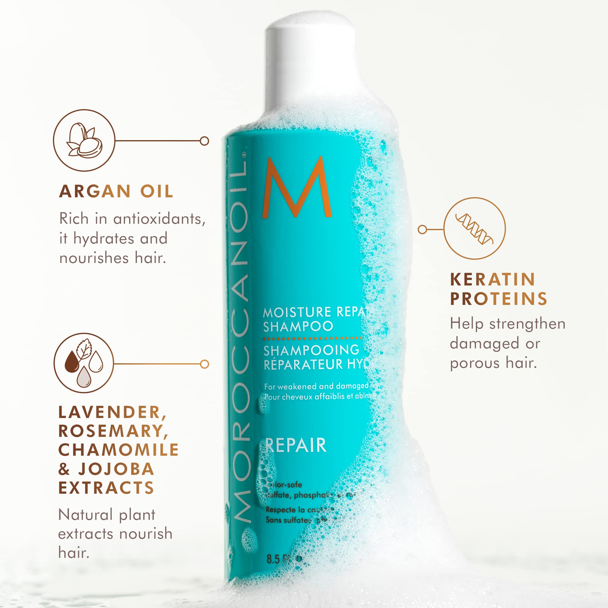 Moroccanoil Moisture Repair Shampoo 8.5 Fl Oz - Thumbnail 2